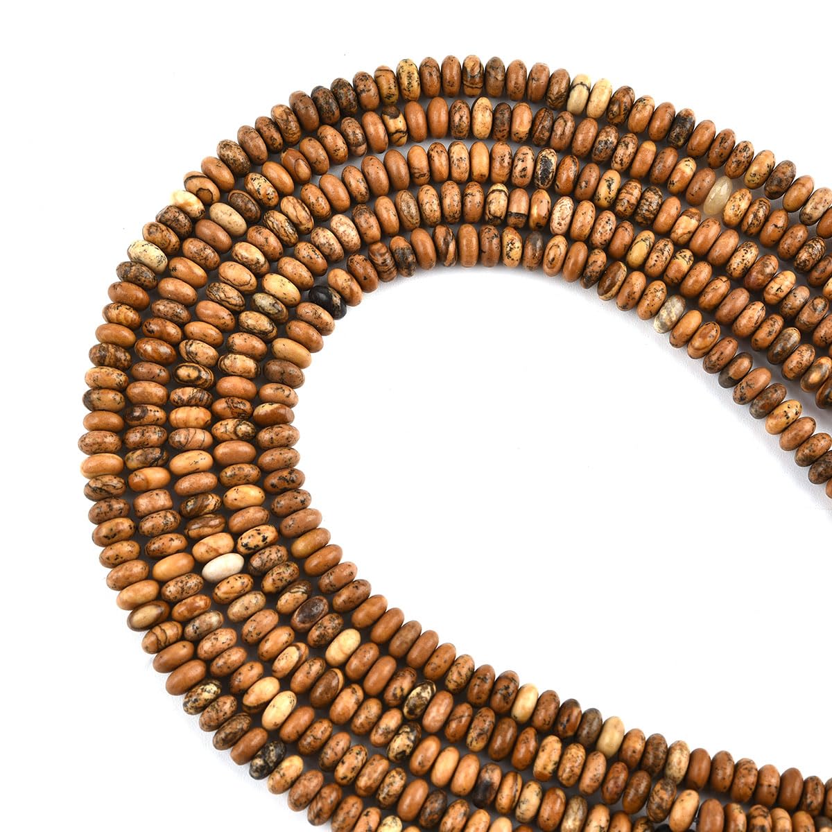 160pcs 4x2mm Natural Picture Jasper Disk Rondelle Spacer Stone Semi Precious Gemstone Loose Beads for Jewelry Making 15 Inch