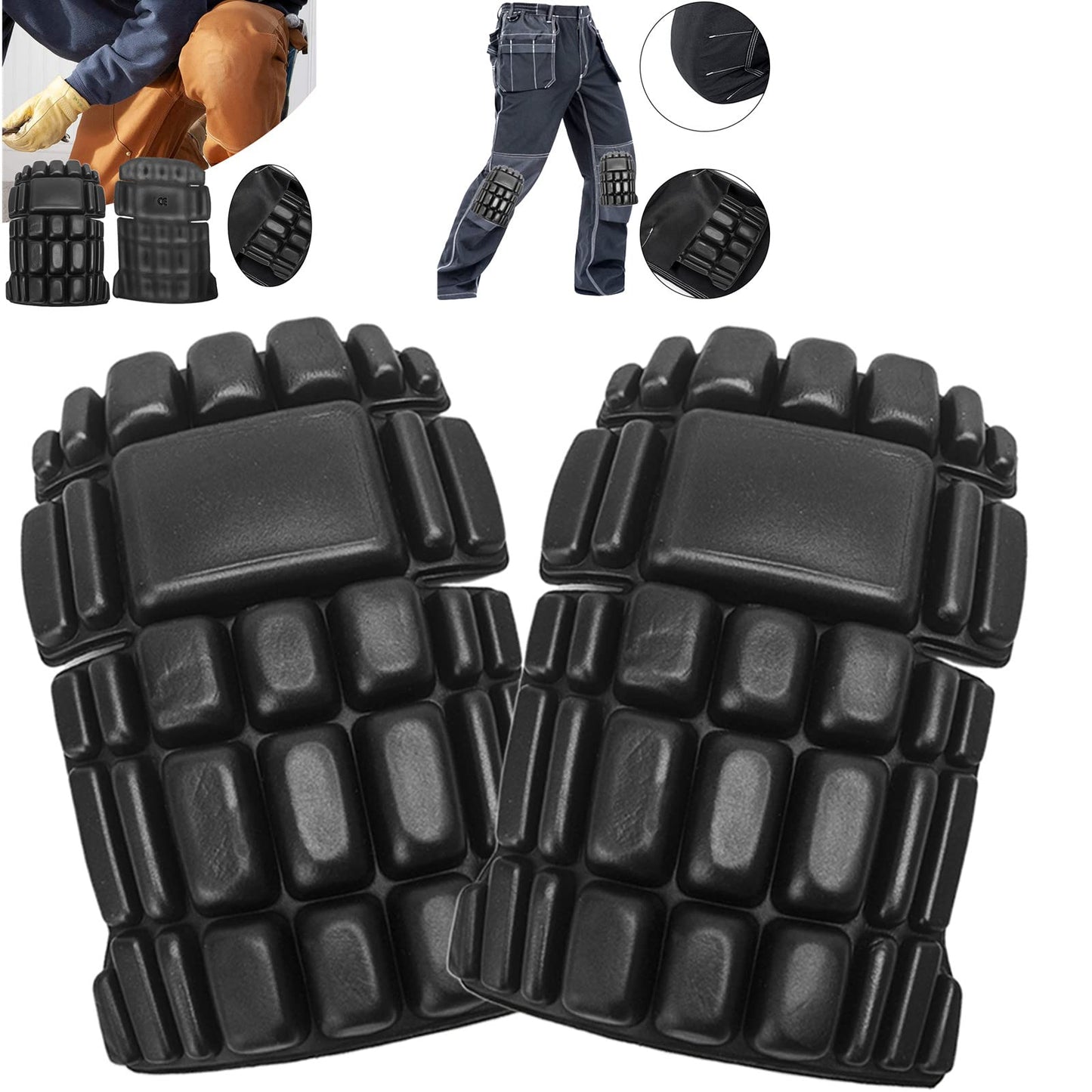 Denpetec Professional Knee Pads,1 Pairs Knee Pad Inserts for Work Pants,Cargo Pants Knee Pads,Gardening Knee Pads(Black)
