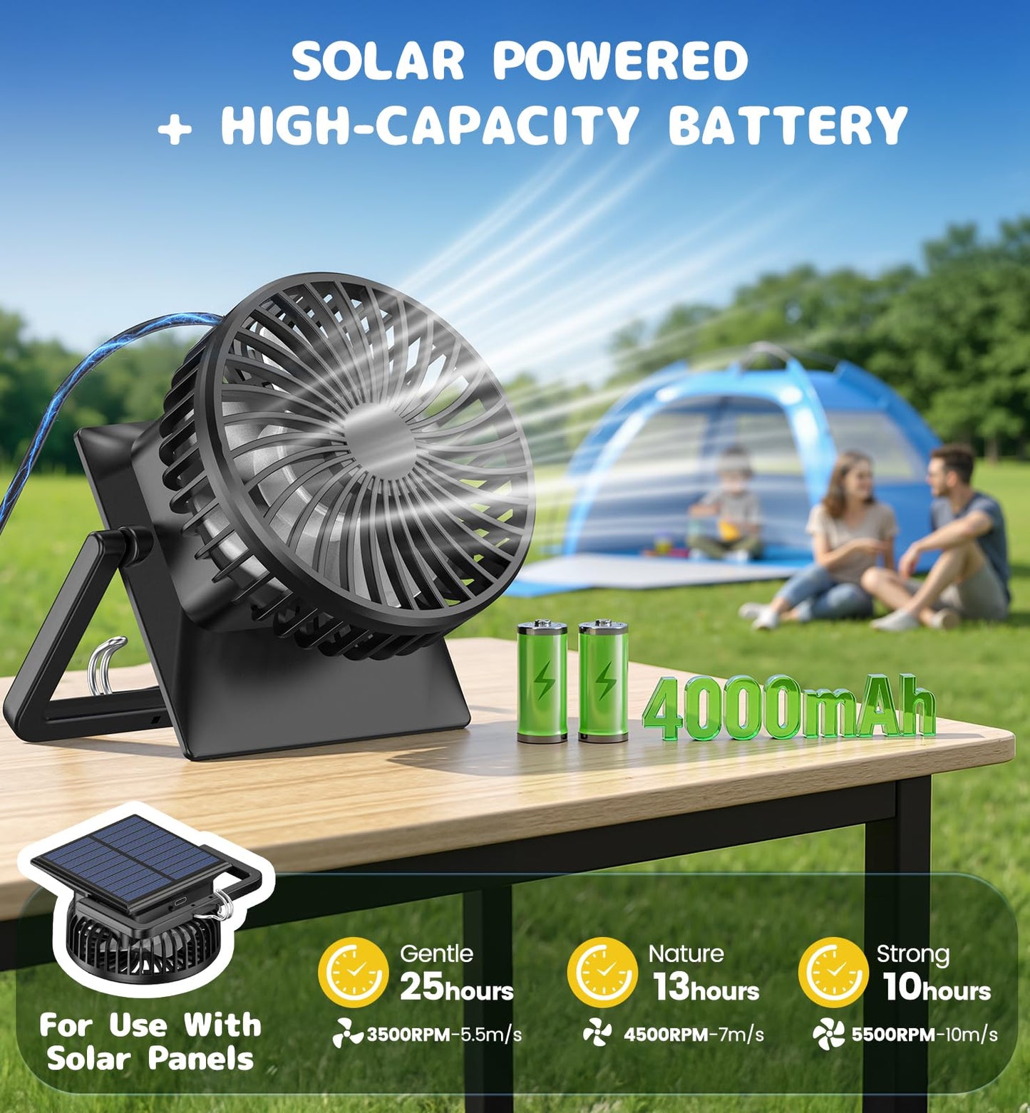 Dsquu Baby Beach Tent Solar Cooling Fan, Anti-UV Toddler Beach Tent Sun Shelter Portable Travel Fan Beach Shade Tent, Baby Play Tent Built-in Ceiling Fan Sun Shelters Toddler Beach Essentials