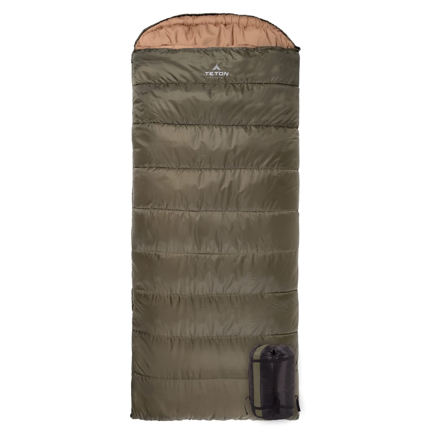 Teton Celsius XL 0F Sleeping Bag; Great for Family Camping; Free Compression Sack, Green, 90-Inchx 36-Inch, Left Zip