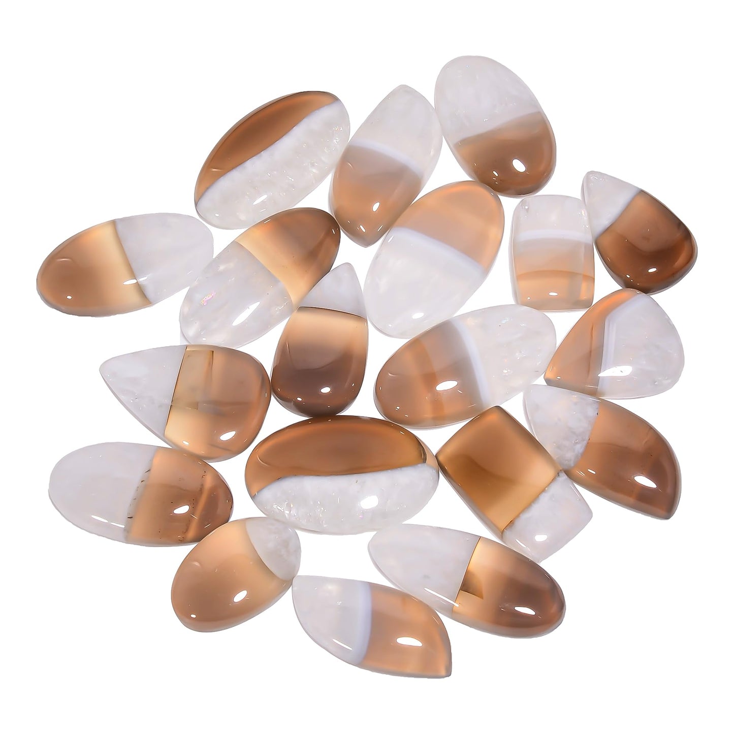 GEMKORA 90+ cts Natural Solar Quartz Gemstone Wholesale Cabochons Lot, Jewelry Making Loose Gemstone, Polished Home Decor, DIY, Wire Wrapping, Reiki, Healing Crystals, Bulk Gemstone Deal