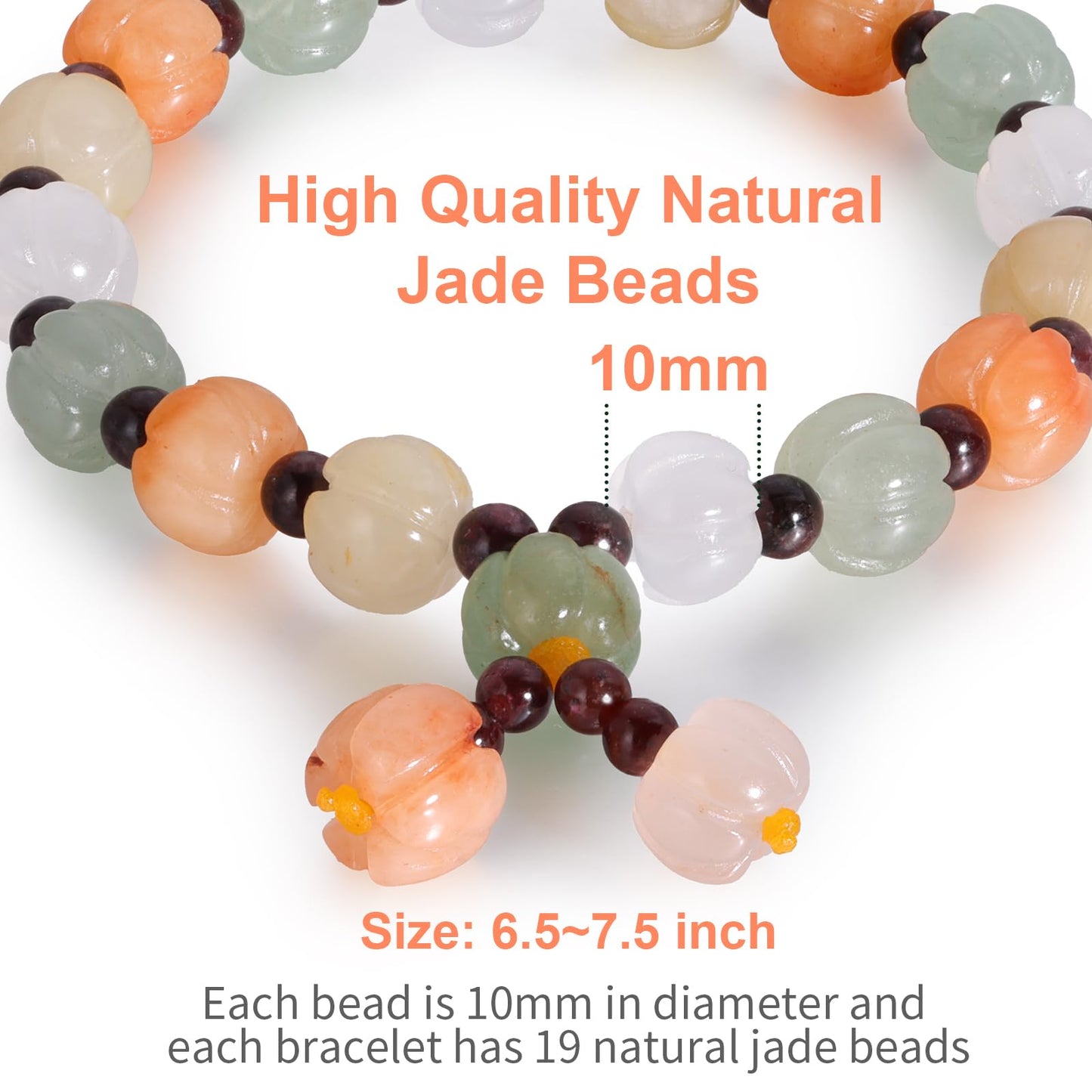 Handmade Natural Jade Beaded Bracelet for Women & Men – Genuine Green/White Jade Gemstone Stretch Bracelet – Lucky Energy Healing Jewelry Gift for Peace, Prosperity & Protection ST-02