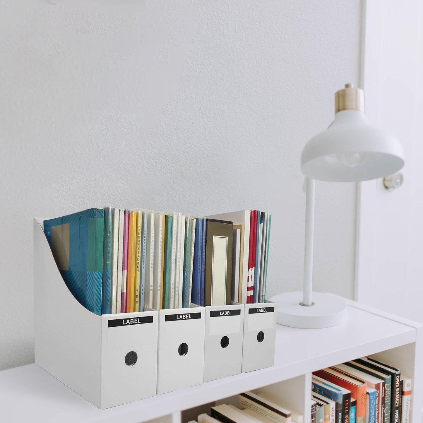 Limitliho 24 Pack White Cardboard Magazine File Holder for Desk, Shelves, Office or Home, Vertical Book Bins for Classroom and Library Use, 10.6'' H×10.2'' L ×3.5''W Folder Organizer Box