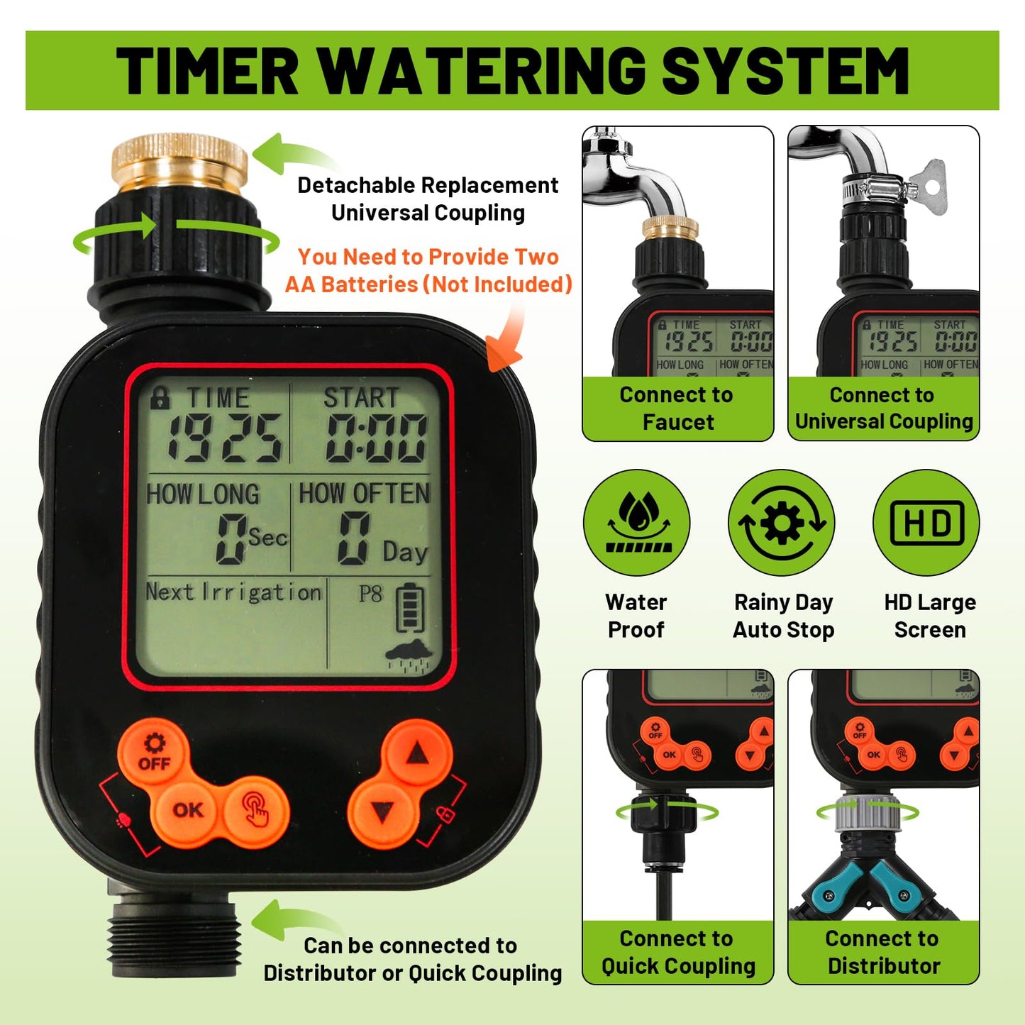 Kekangerly 100FT Drip Irrigation Kit - 28 Adjustable 360° Nozzles & T-Connectors for Garden, Lawn & Plant Watering System