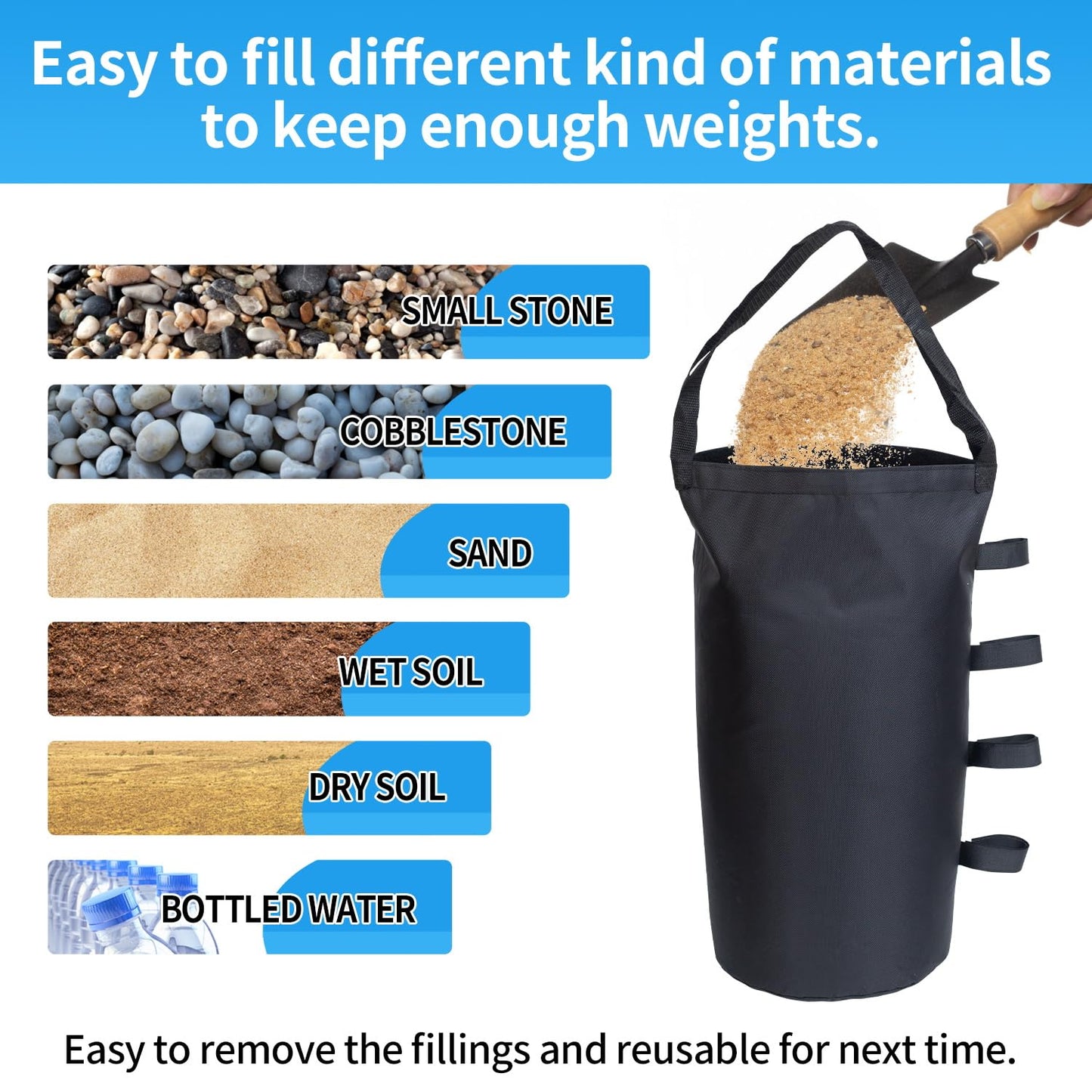 Canopy Tent Weights Sand Bags (120 lbs) Set of 4, Heavy Duty 1680D Canopy Weights Sandbags for Instant Outdoor Canopy, Pop Up Sun Shelter, Gazebos, Sunshade