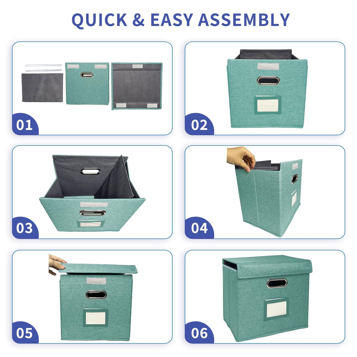 ComfortKeeper 2 Pack Hanging File Folder Box with Lid, Durable Letter Size Filing Storage Box, Sturdy File Holder with Cardboard Support PVC Rails for Office Home Organizer, Green
