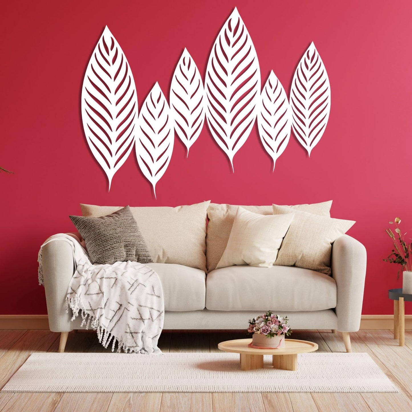 Chaser of Light Metal Leaf Wall Decor, Large Leaves Metal Wall Art, Minimalist Wall Art, Boho Wall Sculpture, Nature Decorations for Living Room, Bedroom (Black, 19"x14"/47x37cm)
