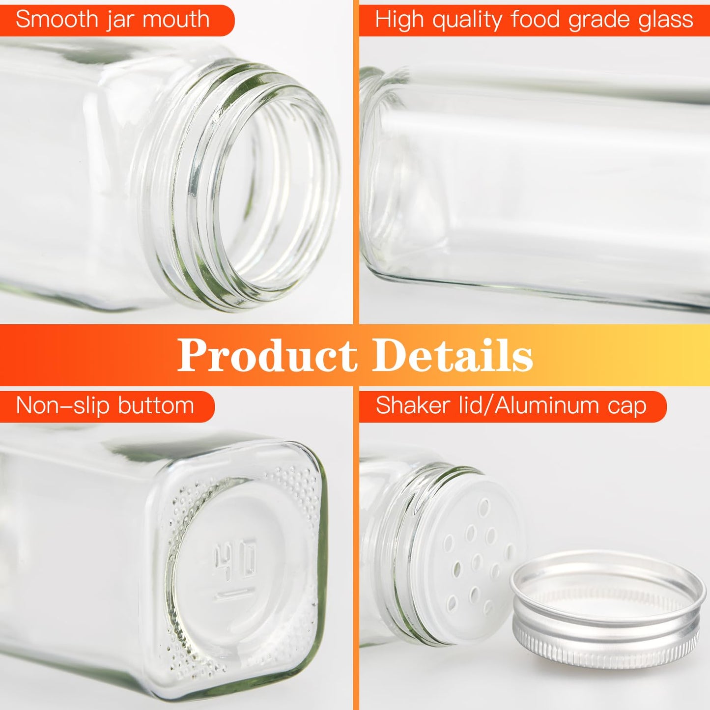 DkOvn 12pcs Glass Spice Jars, 4oz Empty Spice Jars with Metal Caps, Labels, Shaker Lids, Collapsible Funnel, Chalk Pen, Seasoning Organizer for Spice Rack