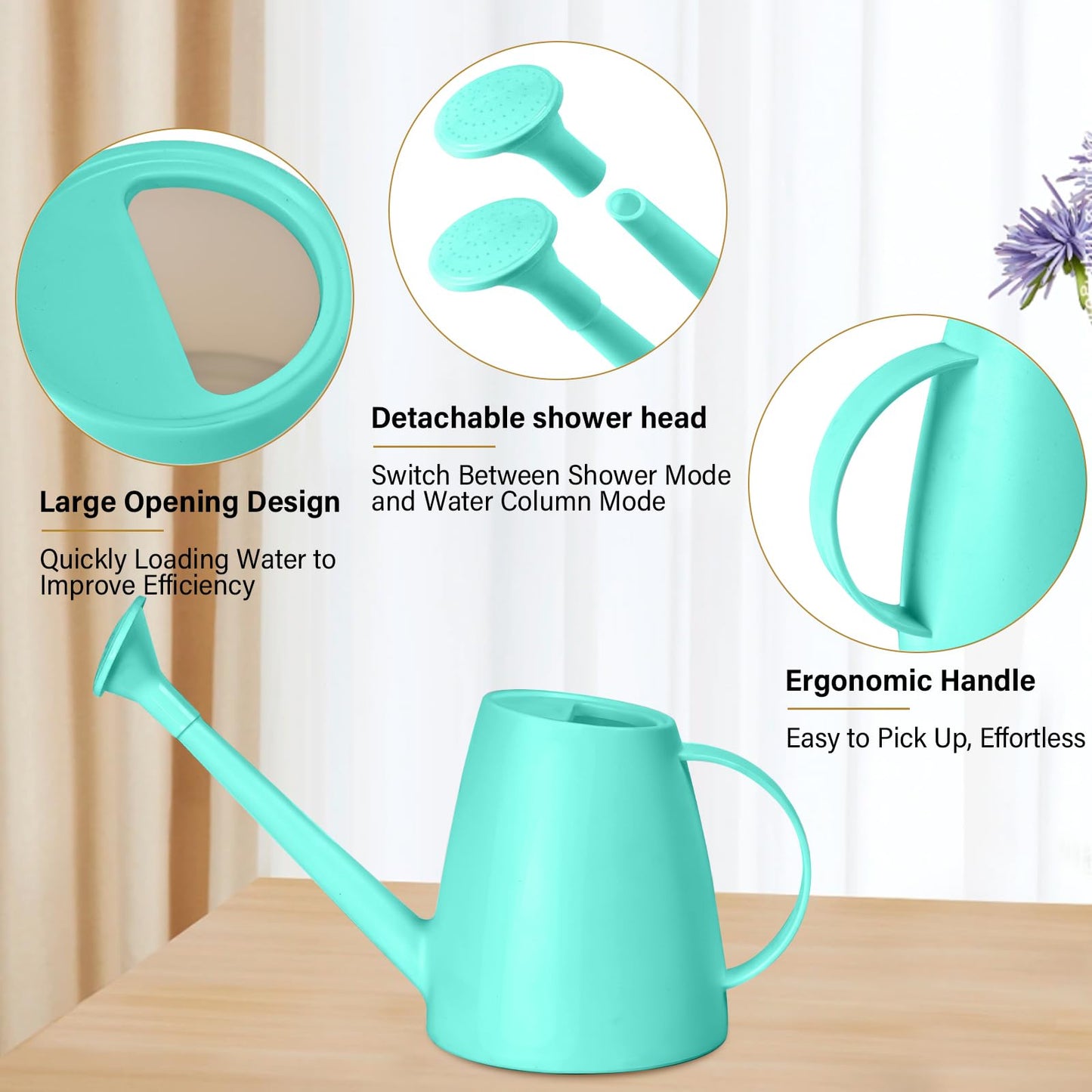 UFANME Plastic Watering Can - 1/2 Gallon - Turquoise