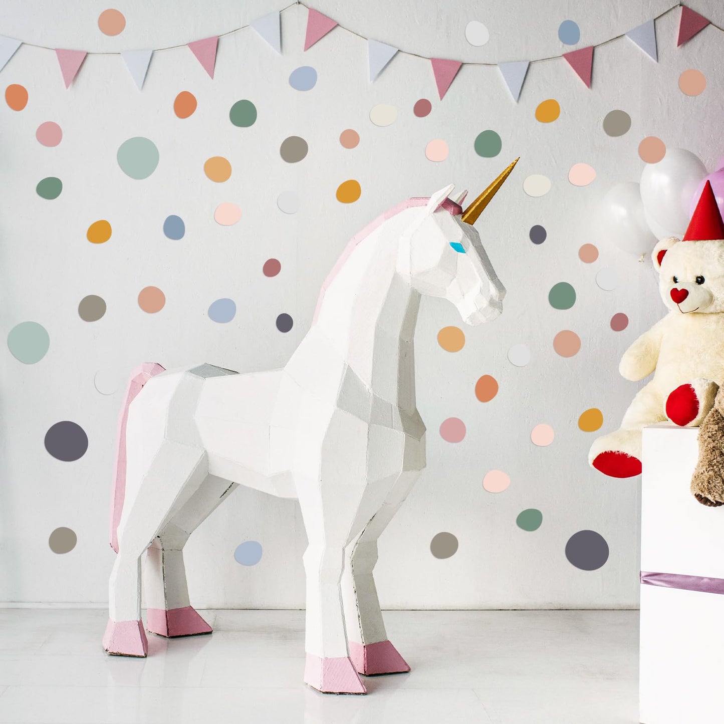 15 Sheet 300 Pcs Irregular Polka Dots Boho Wall Decal Terrazzo Playroom Bedroom Removable Modern Vinyl Boho Wall Stickers(Bright Color)