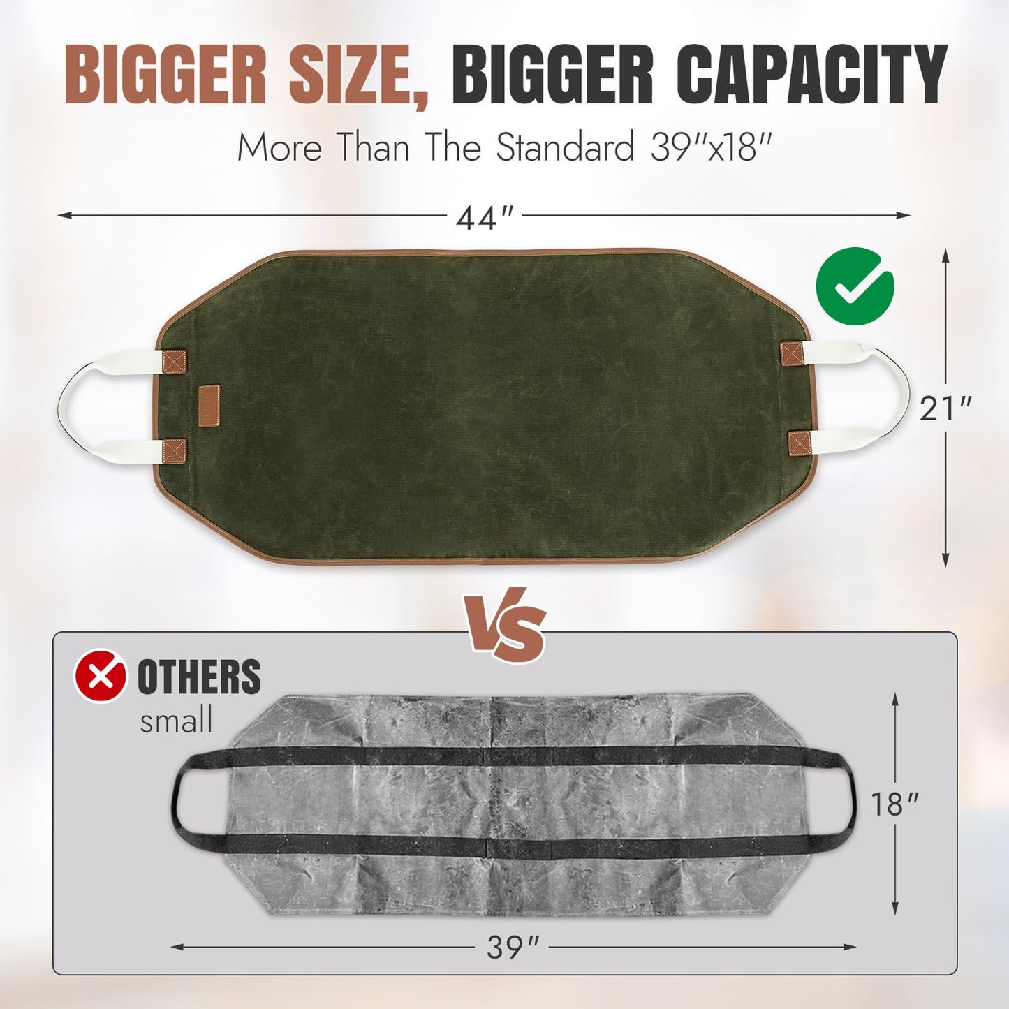 INNO STAGE Firewood Carrier - Waxed Canvas Wood Carrier for Firewood, Heavy Duty Log Carrier Bag As Wood Stove Accessories