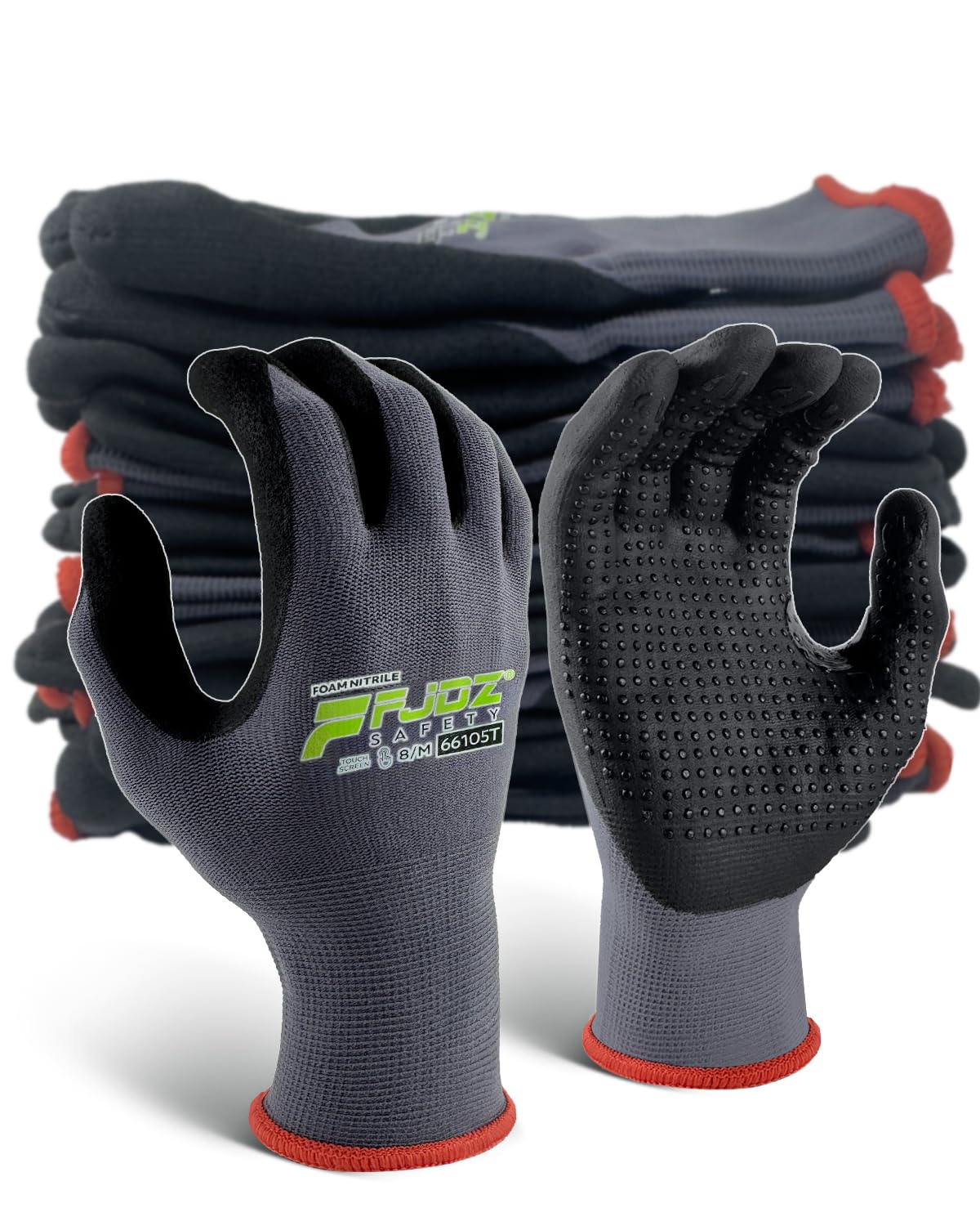 Work Gloves Foam Nitrile Coated with Grip Dots,12 Pairs Extra-Grip Ultra-light Breathable Touchscreen Seamless Knit Nylon Working Glove for Automotive Repair,Gardening,Handling, Assembly(Small)