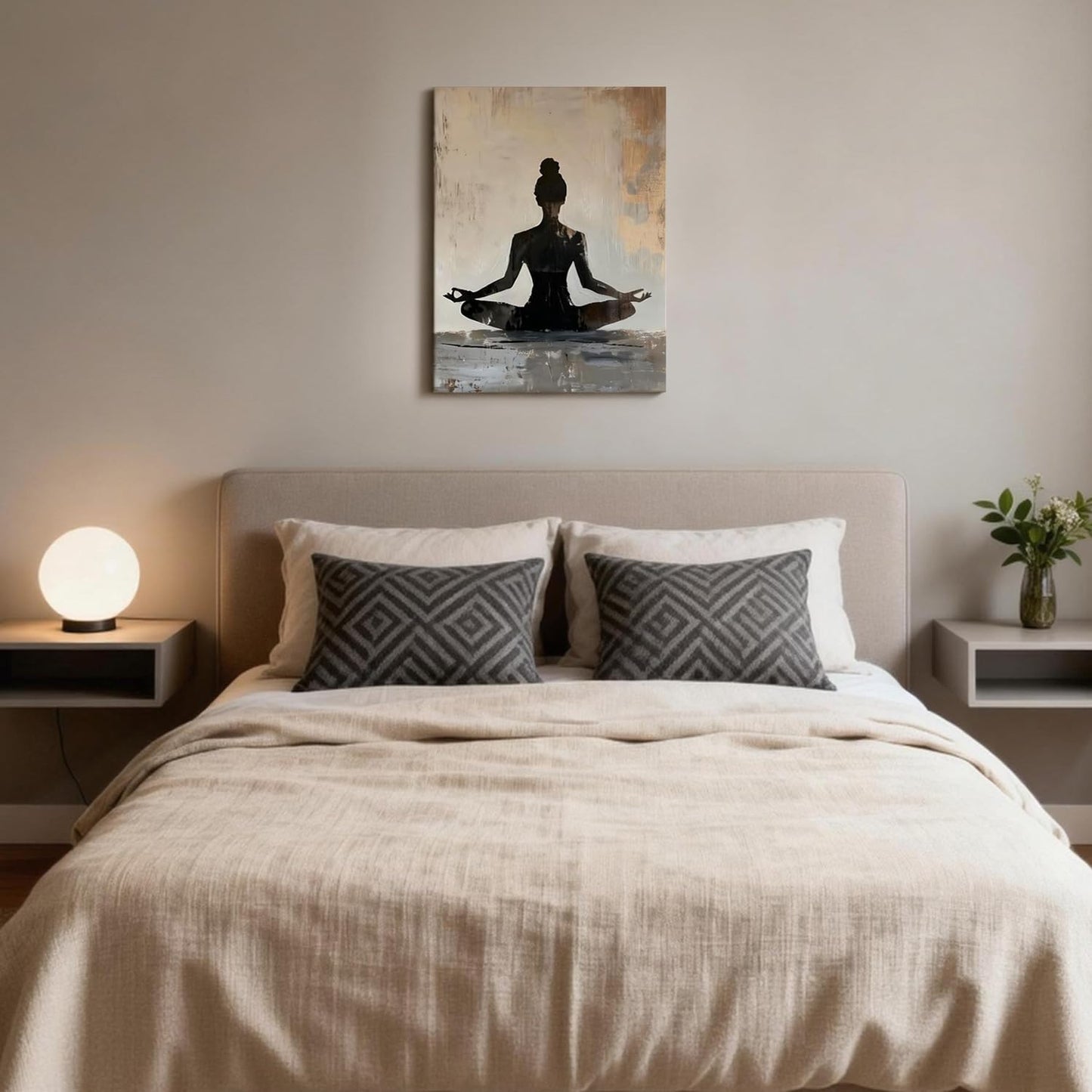 LYYGLYY Framed Yoga Canvas Wall Art, Zen Print Wall Art, Modern Minimalist Yoga Room Poster Artwork for Walls, Calm Mindfulness Wall Decor for Bedrooms, Living Rooms 12×16 Inches