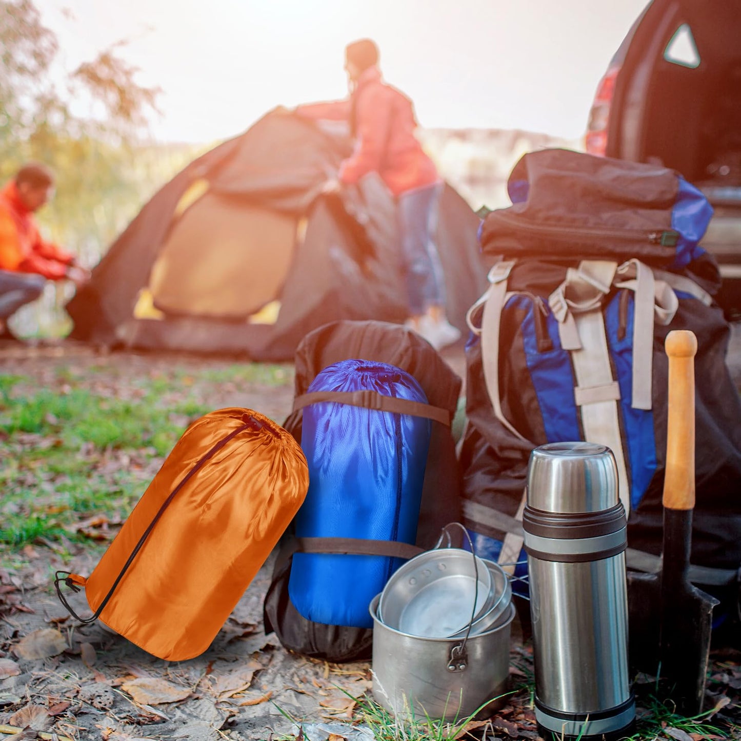 Tudomro 2 Pcs Camping Sleeping Bag for Adults Lightweight Packable Waterproof Camping Gear Equipment to Keep Warm for Outdoor Backpacking Hiking Travel (Blue,Orange)