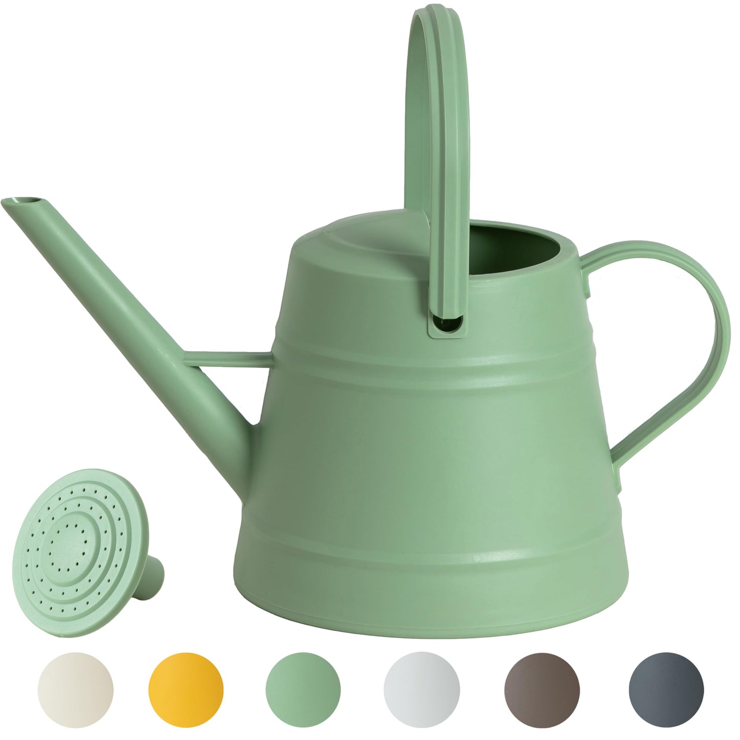 1 Gallon Watering Can Outdoor, Plastic Water Can for Plants with Comfort Grip Handle, Detachable Sprinkler Head