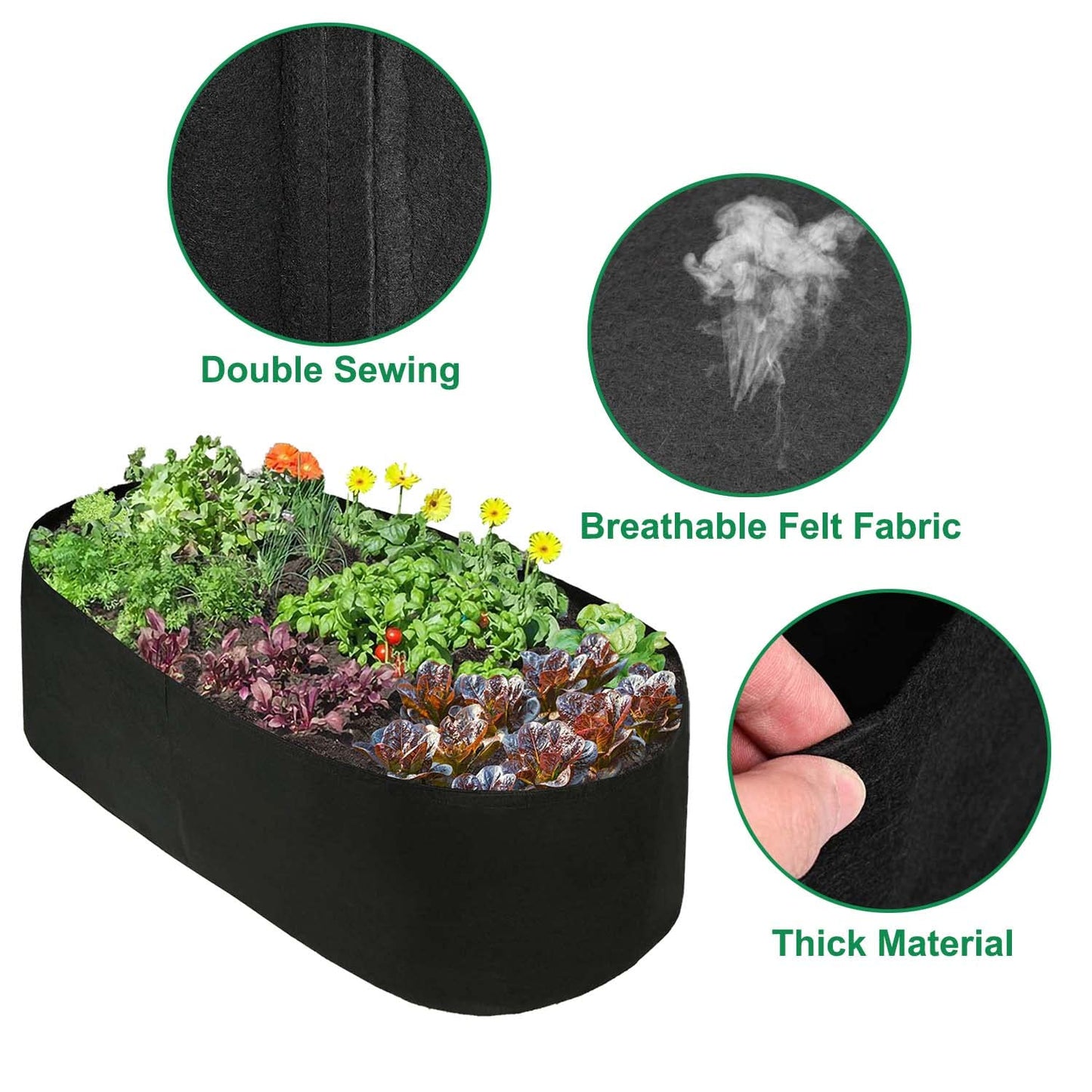 Feitore Fabric Raised Garden Bed, 2ft x 4ft Garden Grow Bags Planting Bed Rectangle Garden Containers for Vegetables Plants Flowers Outdoor