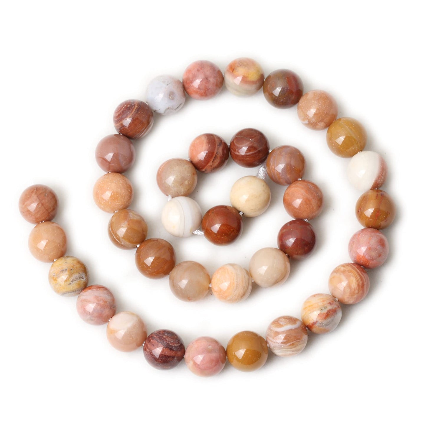 CHEAVIAN 35PCS 10mm Natural Petrified Wood Jade Round Loose Beads for Jewelry Making DIY Bracelet Necklace Materials 1 Strand 15"