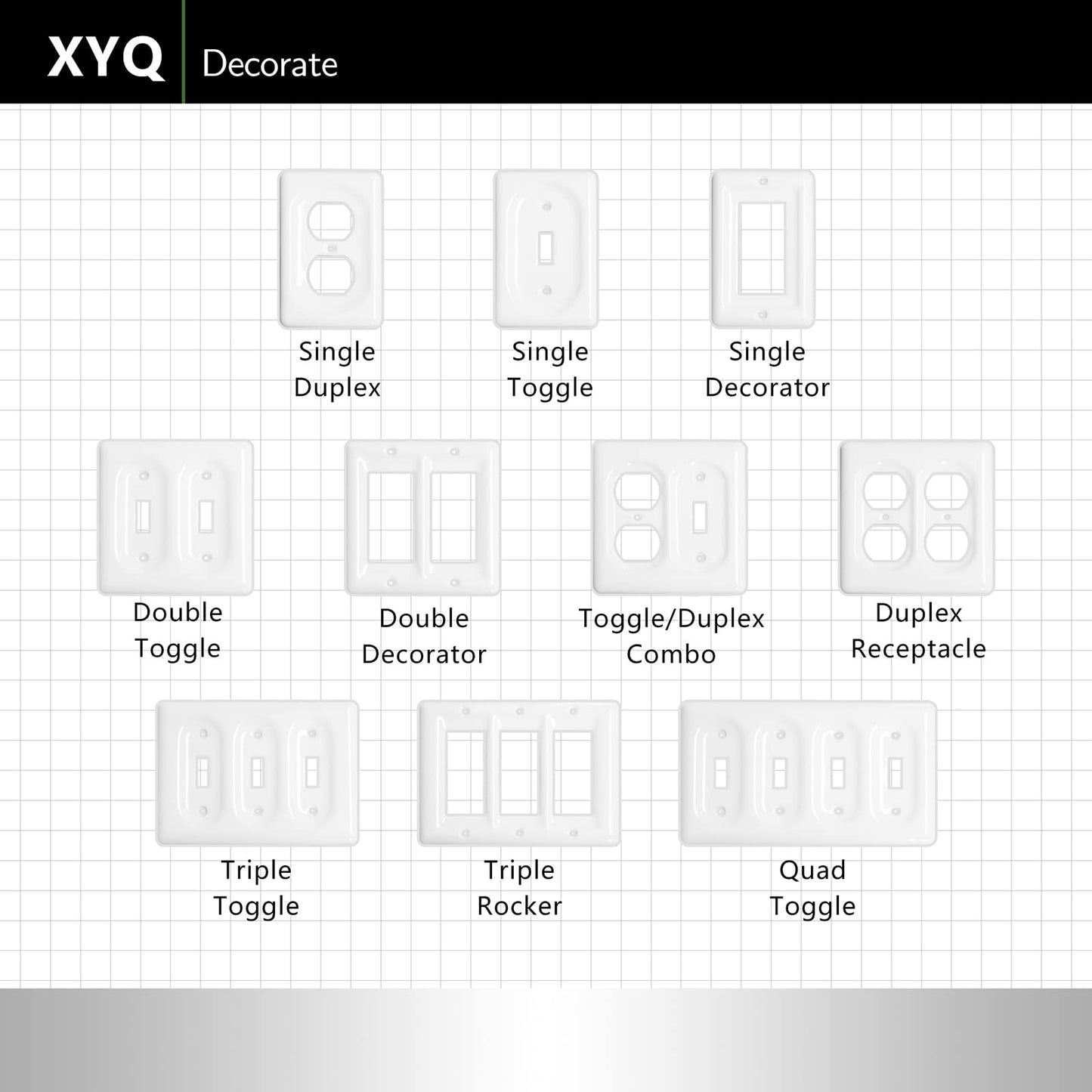 XVQ Ceramic Switch Plates Outlet Covers Switch Plate Cover White (Single Toggle)