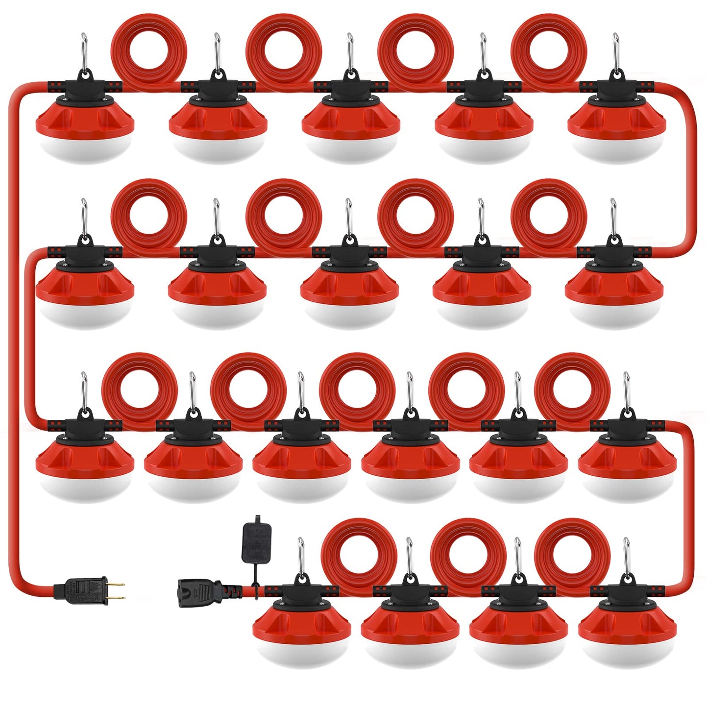 Muasdae 200FT LED Construction String Lights Temporary Lighting 20000LM Outdoor Construction Temporary Work Lights Super Bright,20 Medium Base Sockets Linkable Job Site Lighting Led Work Lights