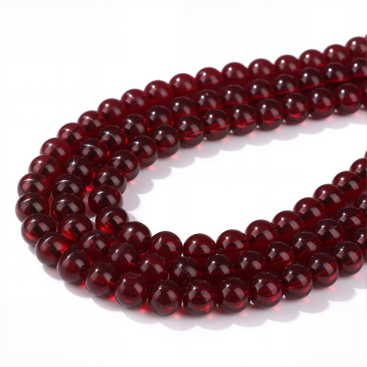 Risyfjew 100PCS 8mm Garnet Red Glass Gemstone Round Loose Beads for Jewelry Making Chakra Crystal Stone Beads for Bracelets Necklace Earrings Making Supplies (100pcs/Strand)