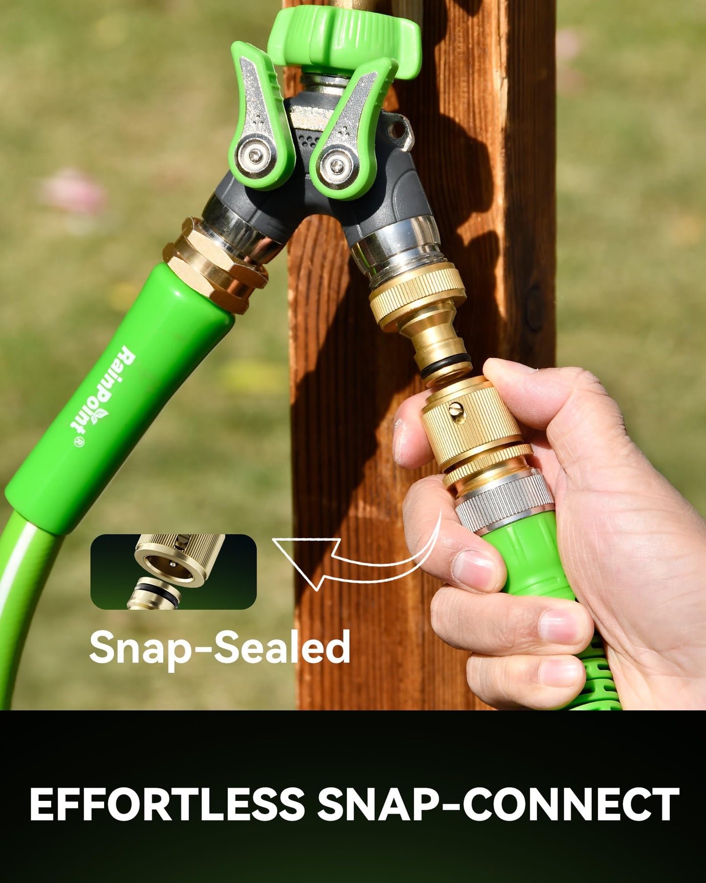 RainPoint Garden Hose Quick Connectors, Heavy Duty Solid Brass 3/4 Inch GHT, Universal Leak-Proof Fittings for Easy Water Hose Connection (2 Sets)
