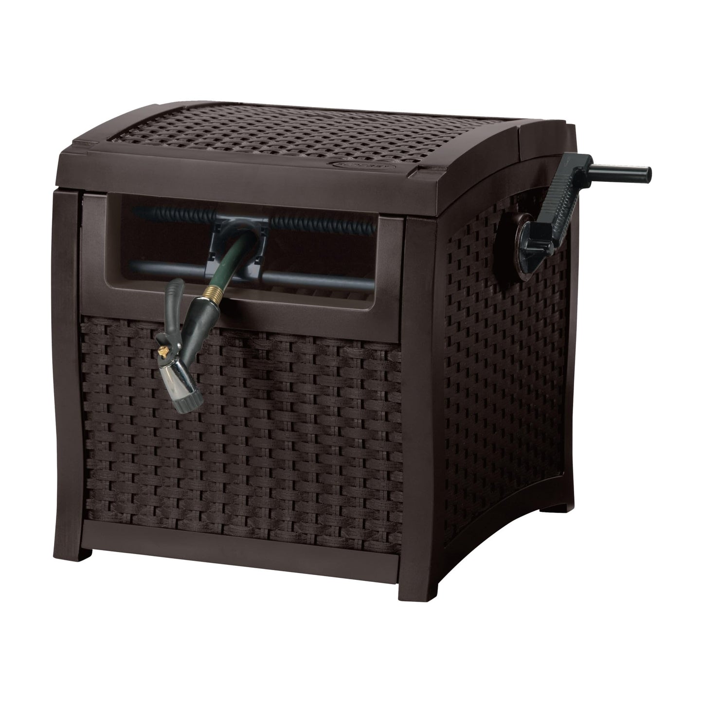 Suncast Hose Reel with Smart Trak Hose Guide, Water-Tight Connection, Durable Resin Construction, 225' Hose Capacity, Brown, Made in the USA