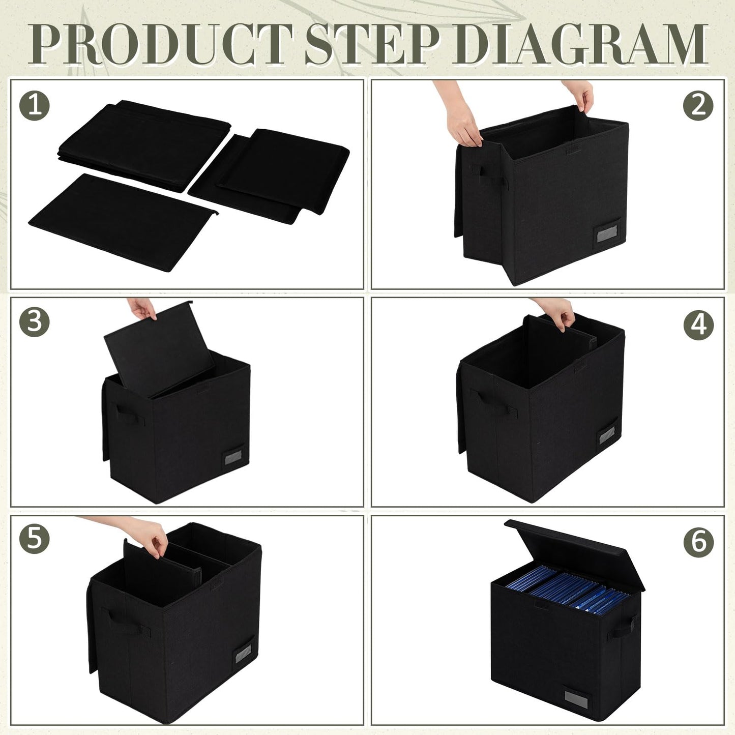 Yearntown 2 Pack Graded Comic Book Storage Box 15.5 x 9.5 x 13.5 Inch Collapsible Holds 56 Comic Book Organizer with Lid Labe 3 Removable Box Partitions, Black