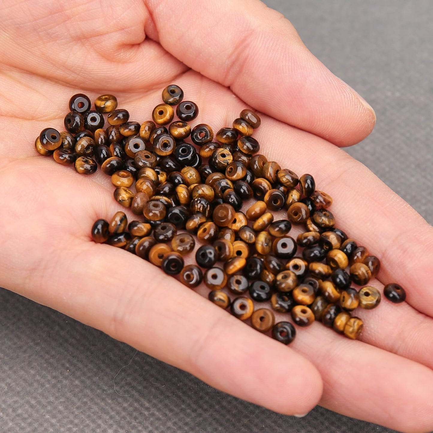 BONNY BOXX 1 Strand (150PCs) Natural 2 * 4mm Classic Tiger Eye Rondelle Beads, Natural Abacus Disk Stone Beads Loose Spacer Gemstone for DIY Bracelet Necklace Jewelry Making