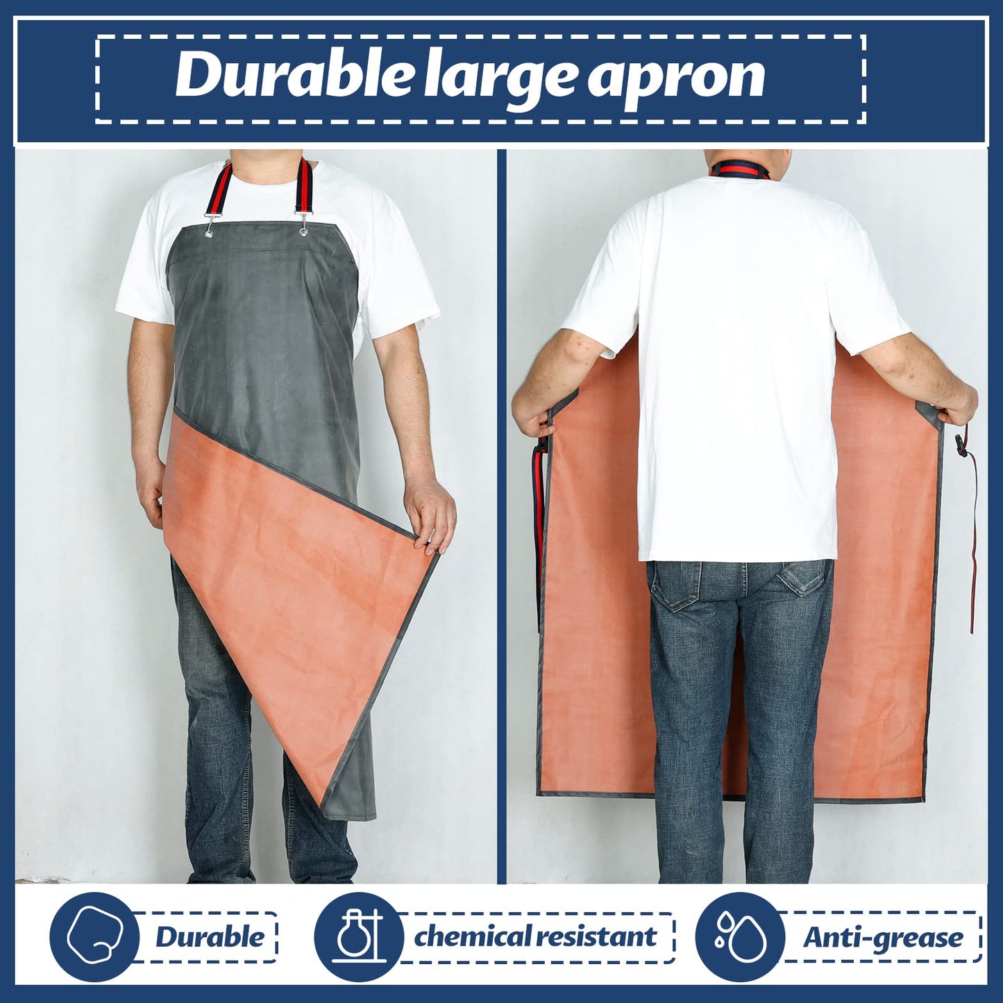 ETBOL Thick Rubber Apron,Professional Waterproof Chemical Oil Resistant Aprons for Dishwashing,Dog Grooming,Butcher(1 pack)