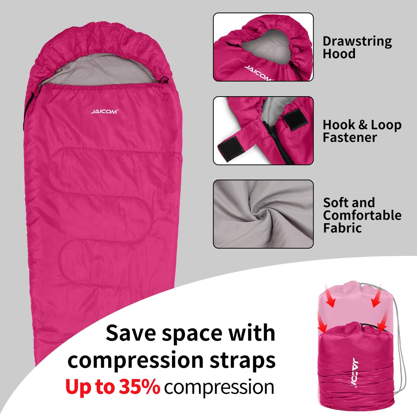 JAICOM Cold Weather Mummy Sleeping Bag 15°F Extreme 3-4 Season Sleeping Bag for Adults - 0 Degree Winter Sleeping Bag, Machine Washable for Hiking Backpacking & Outdoor Activities