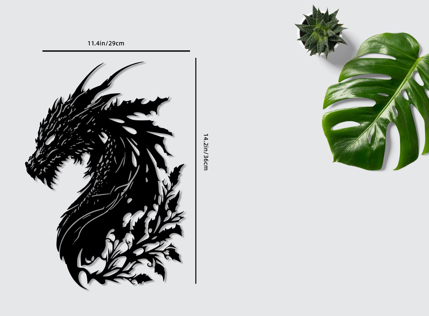 Benziso Dragon Metal Wall Art Medieval Decor Fantasy Decorations for Living Room Bedroom Office Man Cave Decor for Men Dragon Lover's Gifts (14.2 In X 11.4 In Black