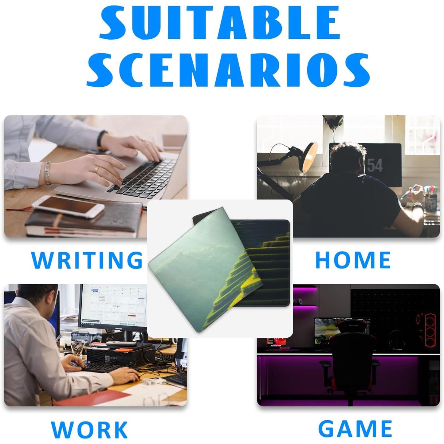 Beach Mouse Pad，Summer Sea Wave Gaming Keyboard Mat，Laptop Computer Protector with Non-Slip Rubber Base，Large Extended MousePads Gifts for Desk Office Home，Deskmat Decor 31.5" x 11.8"