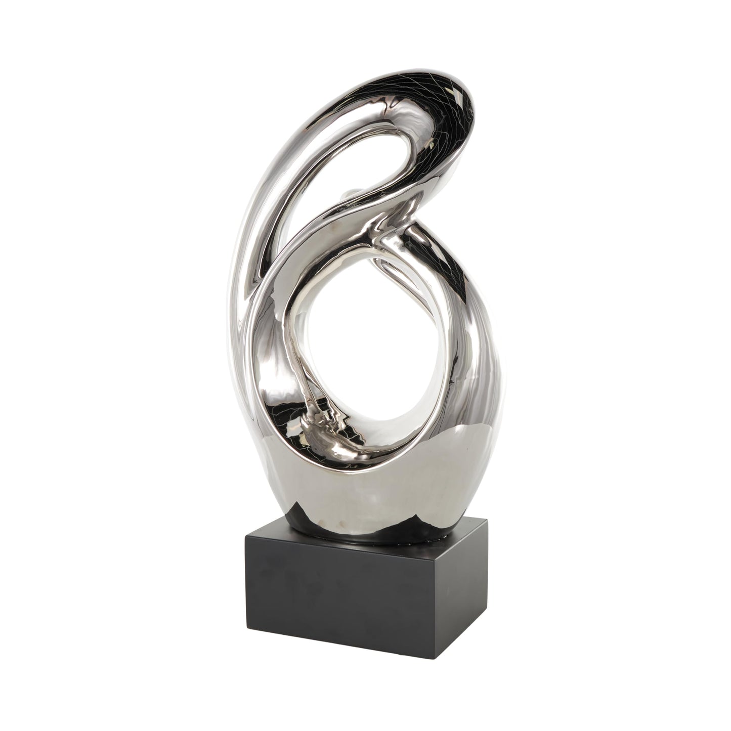 Deco 79 Ceramic Abstract Decorative Sculpture Home Decor Statue, Accent Figurine 14" x 7" x 27", Silver