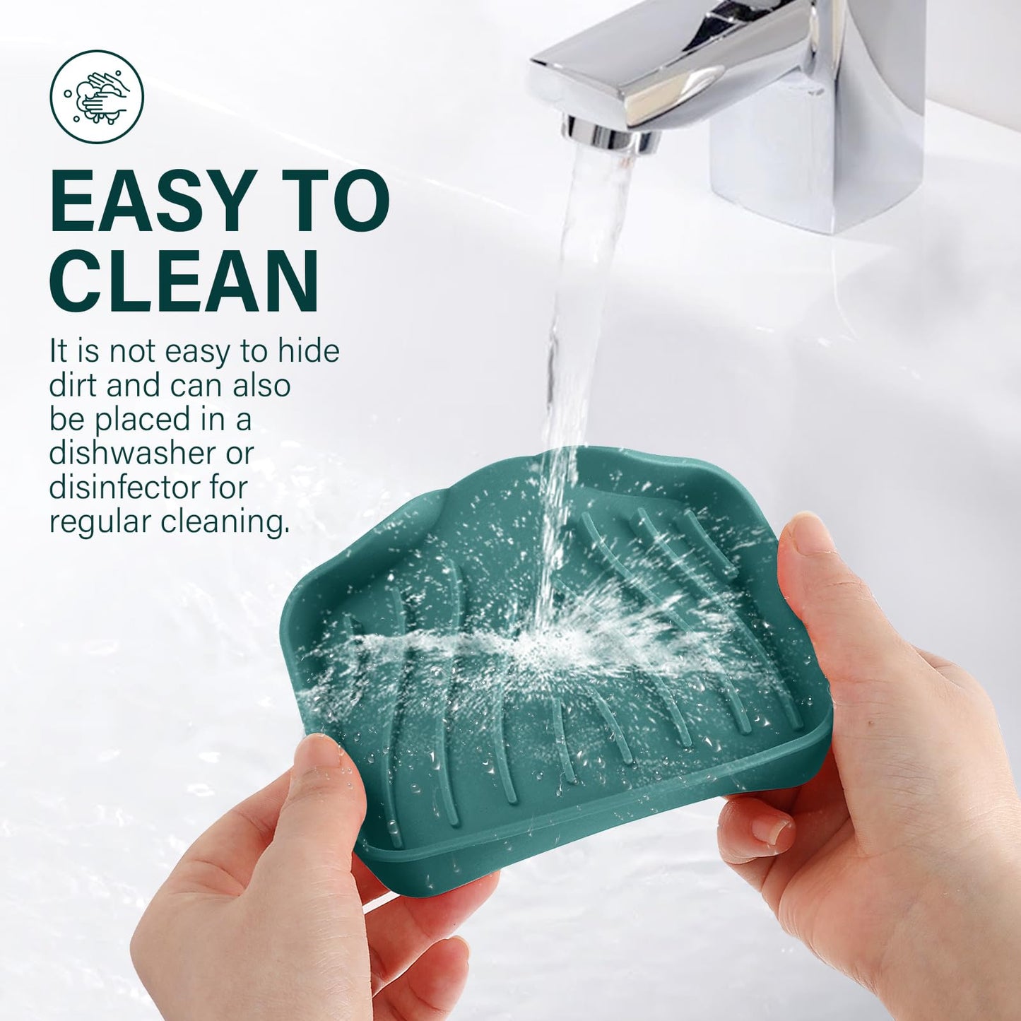 2PCS Self Draining Soap Holder,Spofit Silicone Soap Dish, Suitable for for Kitchen, Bathroom, Shower, Bath Tub,Soap Container (Green)