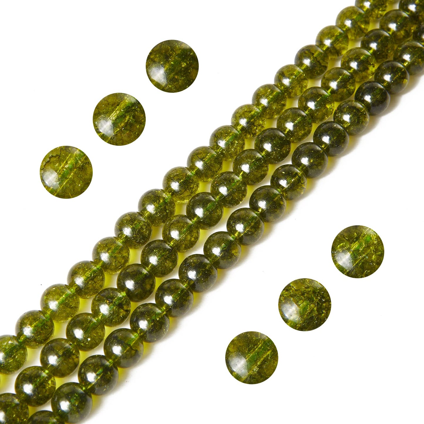 100pcs 8mm Peridot Beads Natural Gemstone Beads Round Loose Beads for Jewelry Making