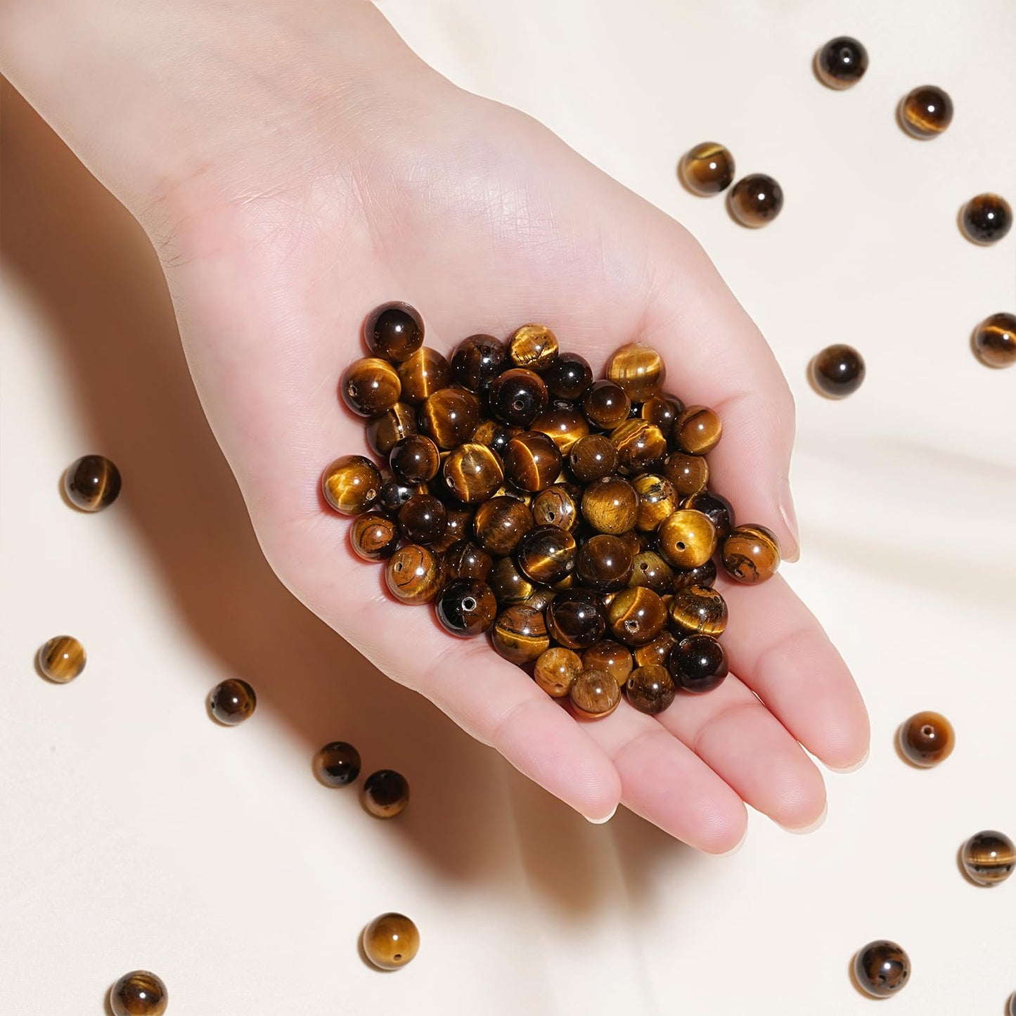 8mm Natural Yellow Tiger Eye Gemstone Beads Polished Round Smooth Stone Beads for Bracelets Jewelry Making 15inch Loose Beads
