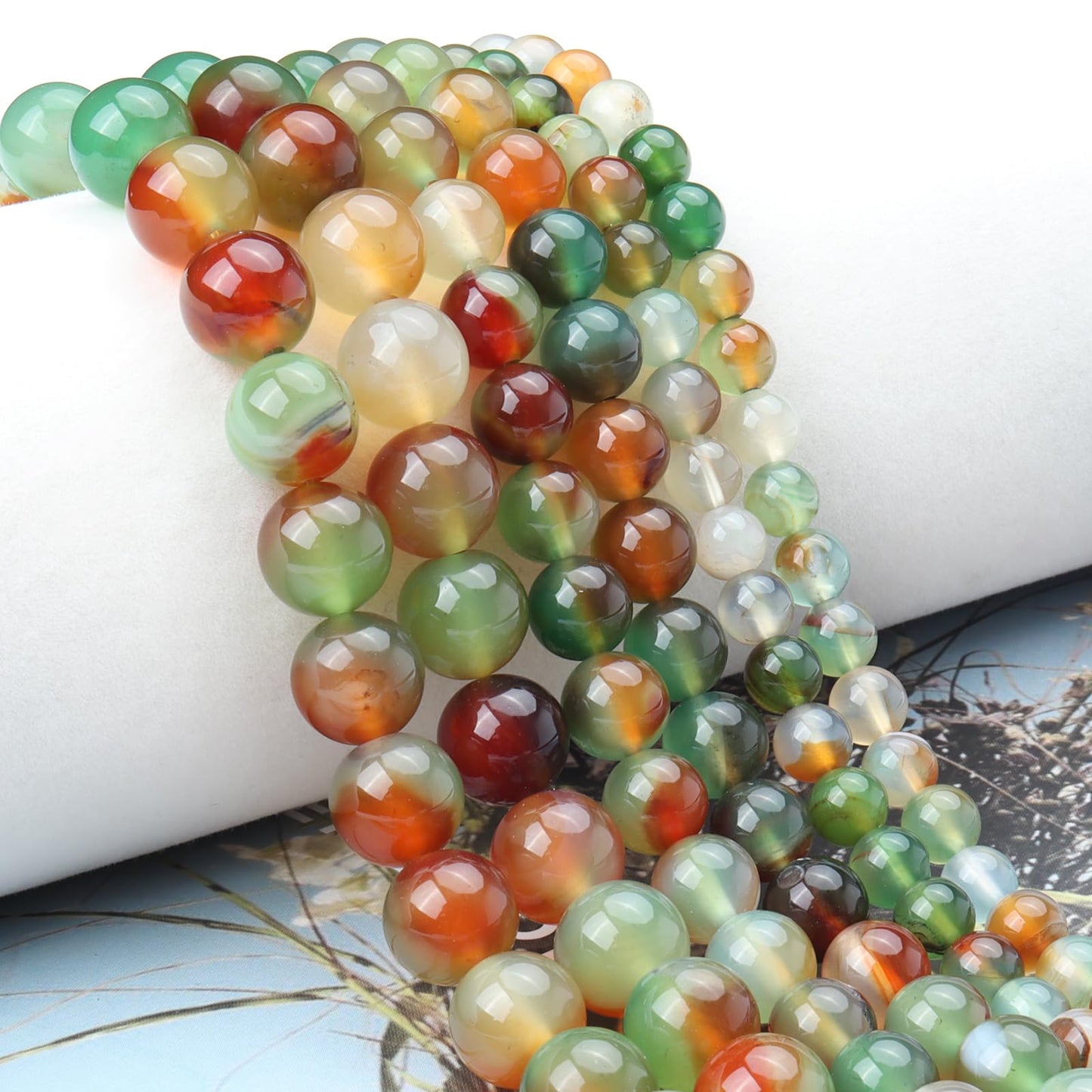 Siomia 45pcs 8mm Natural Peacock Agate Beads Energy Healing Crystal Round Loose Stone Beads for Jewelry Making, DIY Bracelets Necklaces
