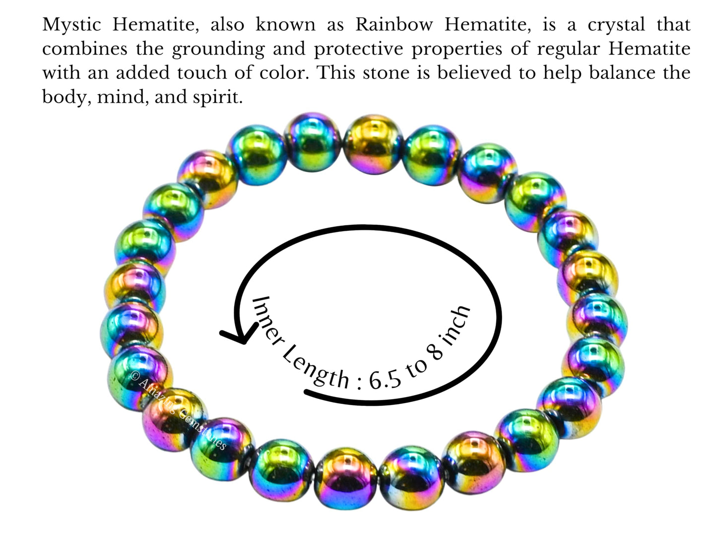 Amazing Gemstone Crystal Bracelet for Women Men's Gifts - Protection Healing Crystal Bracelet - 8mm Gemstone Beaded Stretchable Bracelet Pulseras Para Hombres Mujer Stocking Stuffers Mothers Day Gift (Mystic hematite)