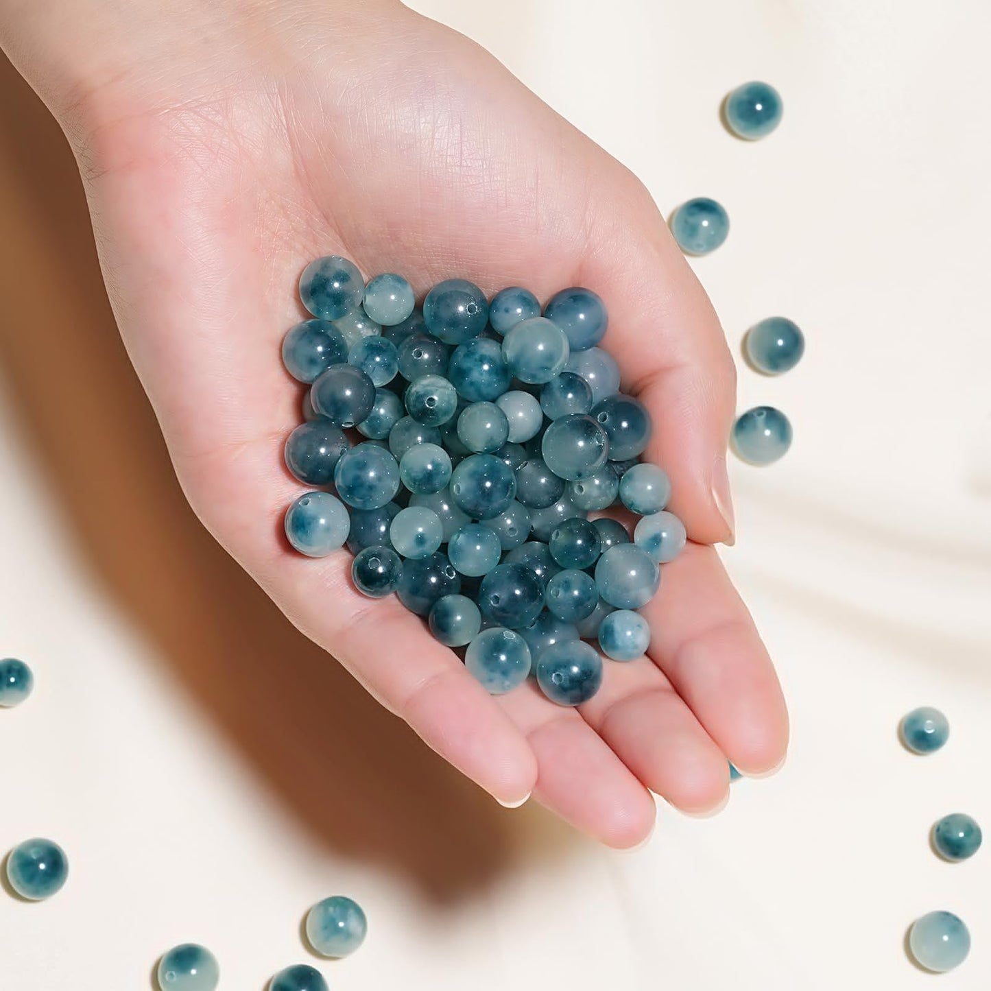 10mm Natural Aqua Blue Chalcedony Gemstone Beads Polished Round Smooth Stone Beads for Bracelets Jewelry Making 15inch Loose Beads