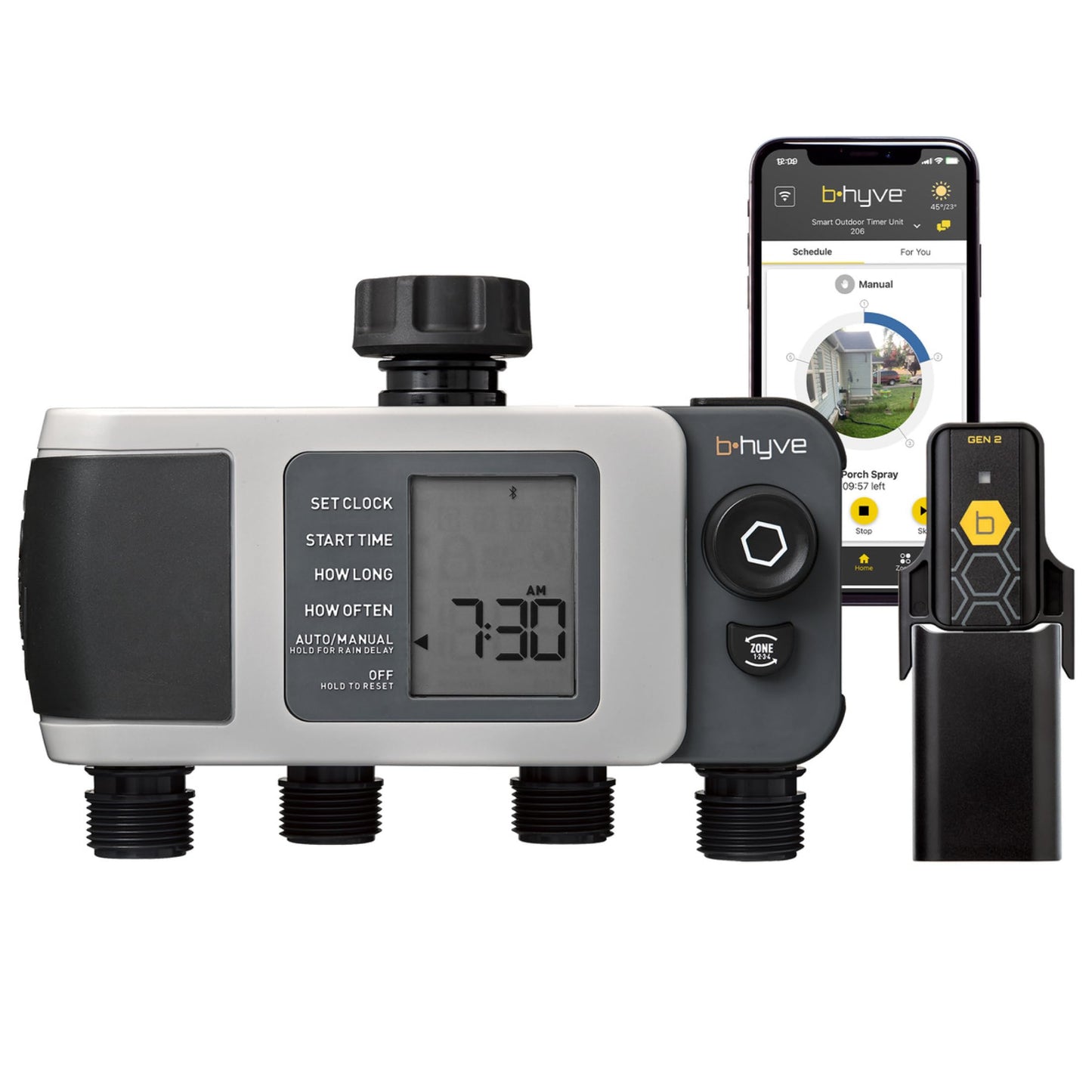 Orbit B-hyve XD 4-Port Smart Hose Watering Timer with Wi-Fi Hub - App Controlled Irrigation Timer - Smart WeatherSense Auto Watering - Multi Valve Yard Irrigation System - 24639