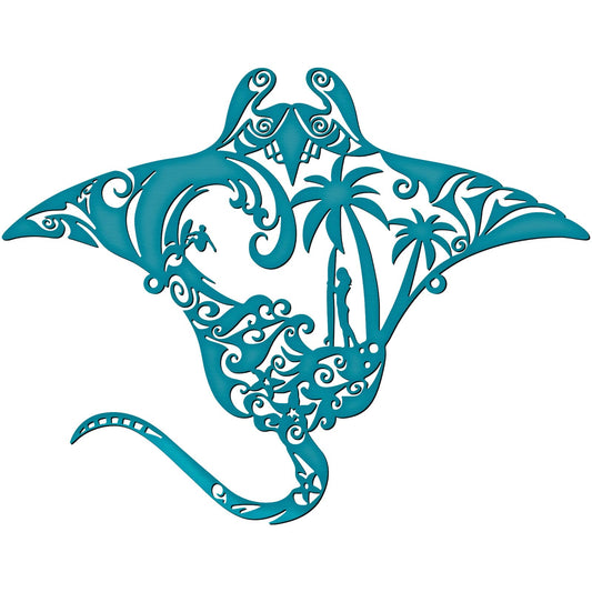 Pelopy Manta Ray Metal Wall Art 13.8inch Gradient Iron Ocean Fish Decor Coastal Ocean Sea Metal Fish Hanging Wall Art Decor for Coastal Farmhouse Beach Themed Rooms