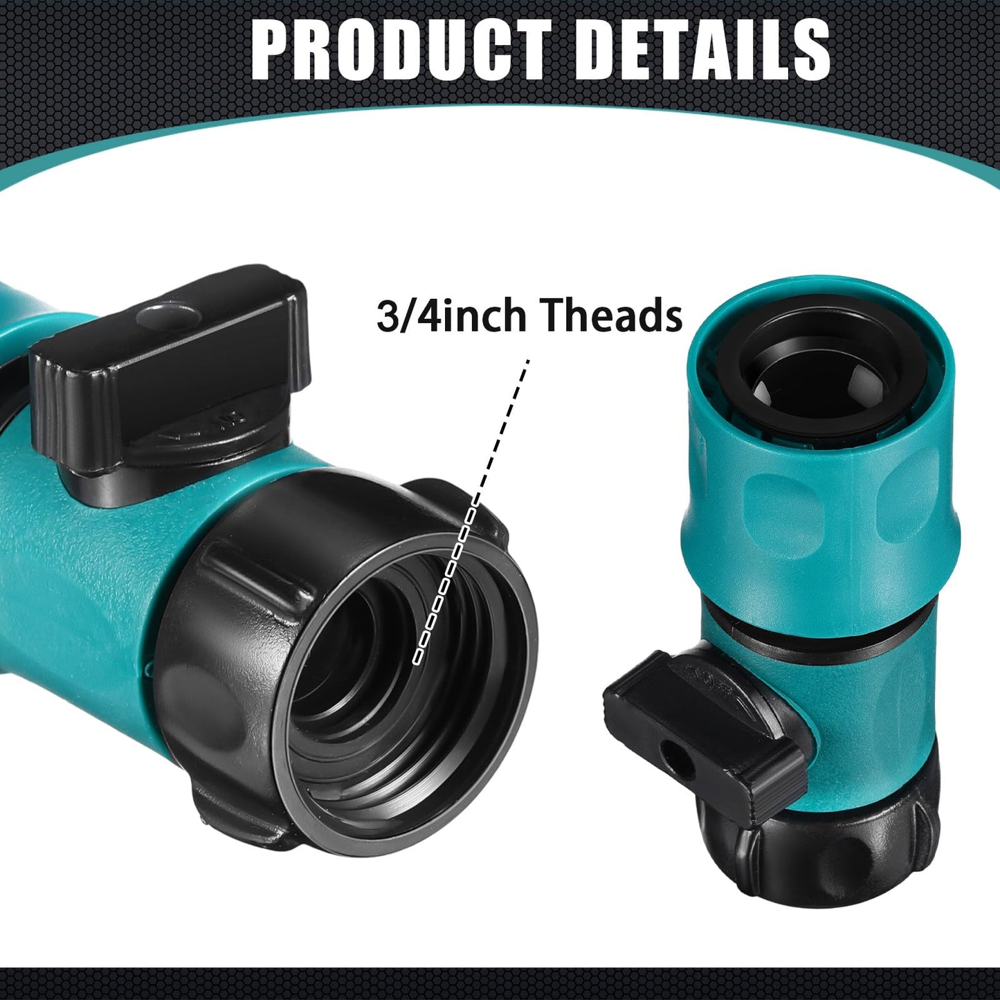 Threlaco 20 Pcs 3/4 Inch Plastic Garden Hose Connect Hose Quick Connector with Valve 40 Pcs Rubber Washers and 40pcs Male Adapter for Water Hose Coupling (Simple Style)