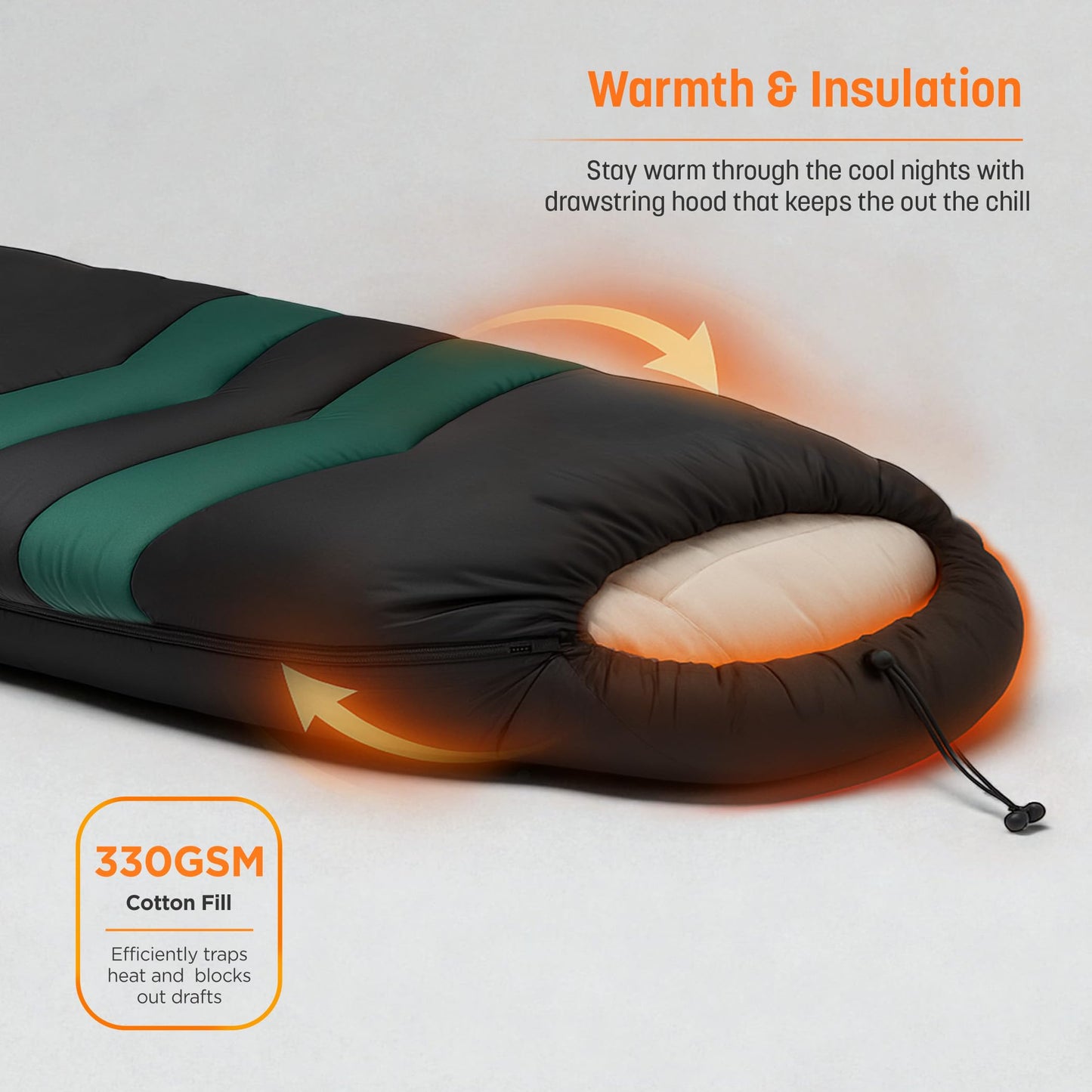 Rangland Sleeping Bag with Built-in Pad (AirPack Sleeper) - All-in-One Inflatable Sleeping Pad and Zip-Up Blanket for Camping with Built-in Foot Pump (Black/Green) 80"×30"