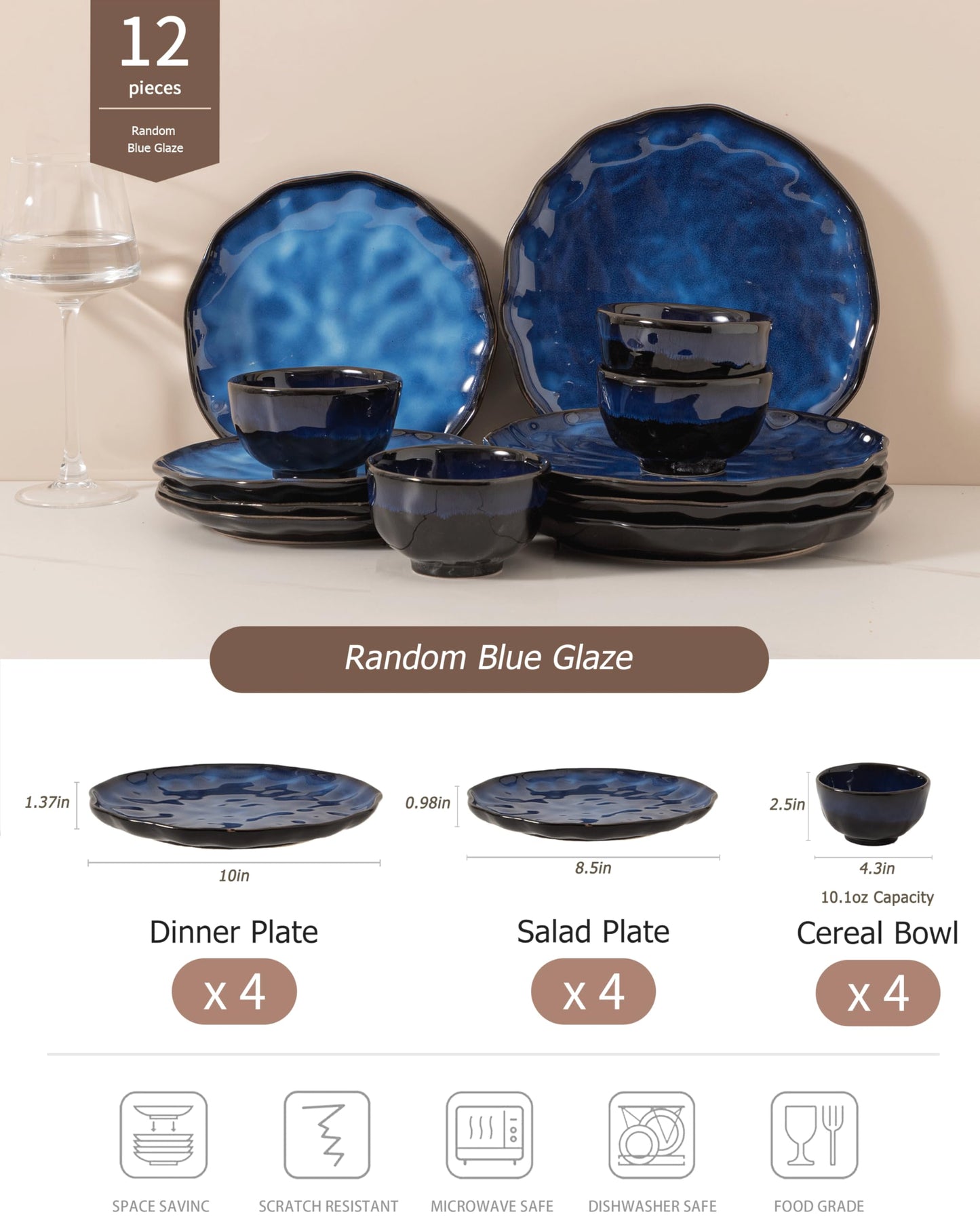 YIZERN Dinnerware sets plates and bowls sets modern plates,Ceramic Dinnerware Sets,12 Pieces Porcelain Lightweight Plates,Scratch Resistant Dish Set (style - 4, 4 - Set (12pcs))