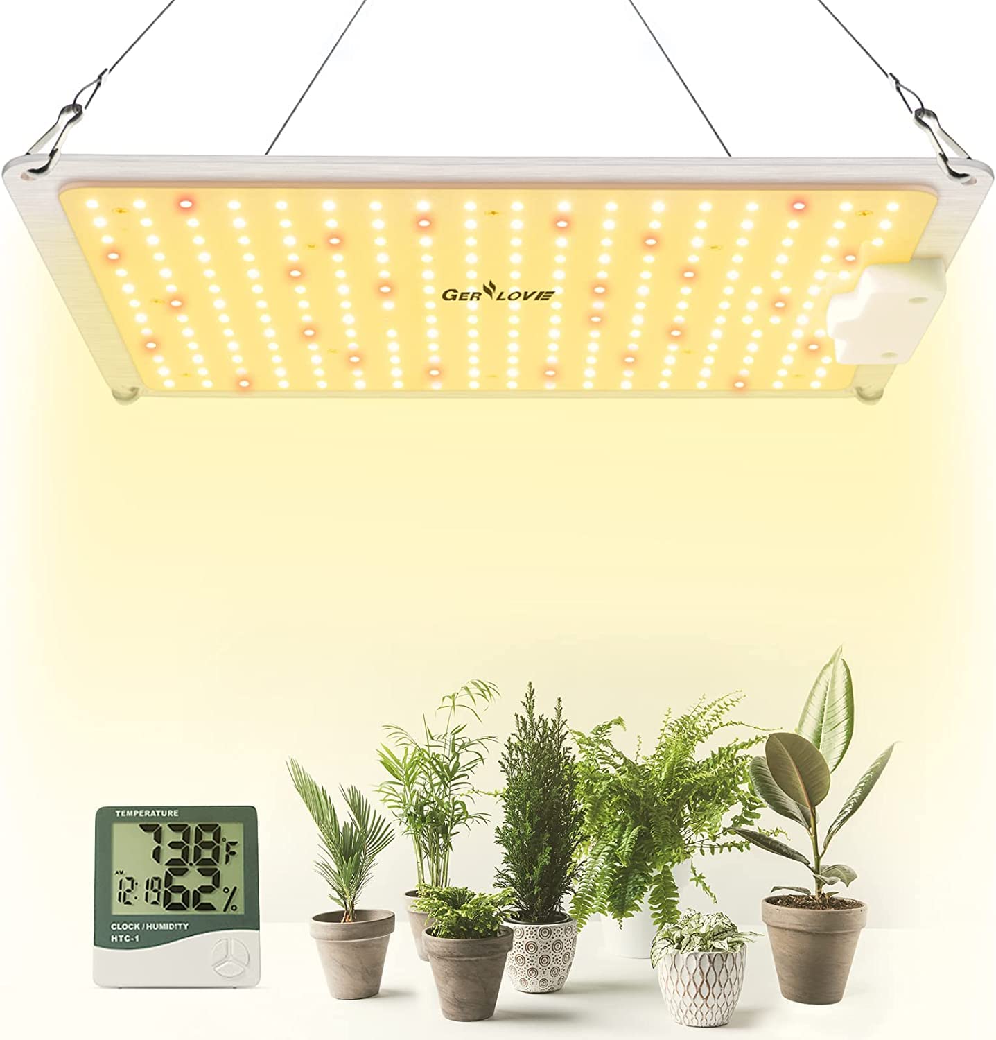 Gerylove LED Grow Light, SP1000 Sunlike Full Spectrum Dimmable Plant Lights with Thermometer Hygrometer, Growing Lamps for Indoor Plants Seedlings Veg Bloom 2x2/3x3 Ft Coverage
