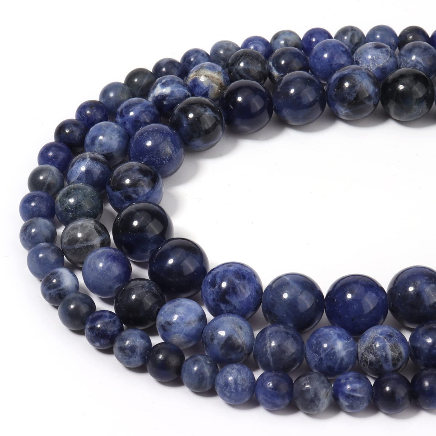 45pcs 8mm Natural Stone Beads Blue Sodalite Beads Energy Crystal Healing Power Gemstone for Jewelry Making, DIY Bracelet Necklace
