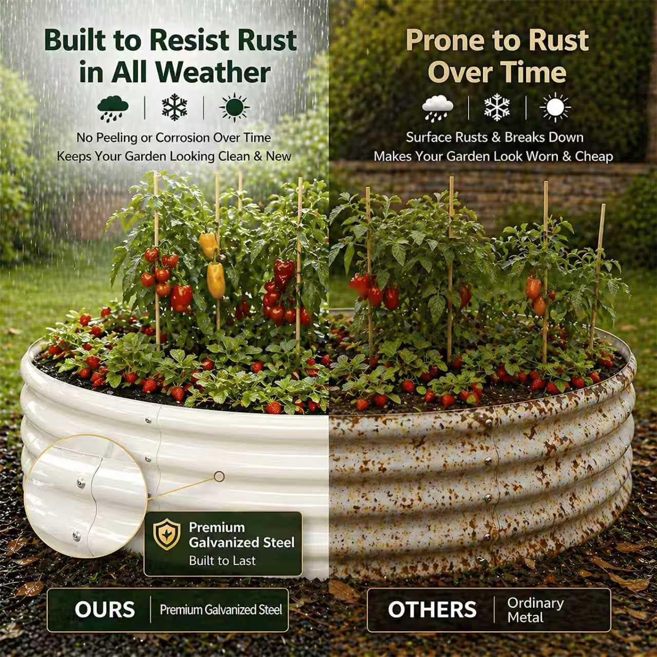 XGMDD Premium Round Raised Garden Bed, 6FT Large Thickened Galvanized Metal Planter Box, 0.7mm Reinforced Rust-Resistant, Easy DIY Assembly Above Ground Gardening Bed for Vegetables, Flowers & Herbs