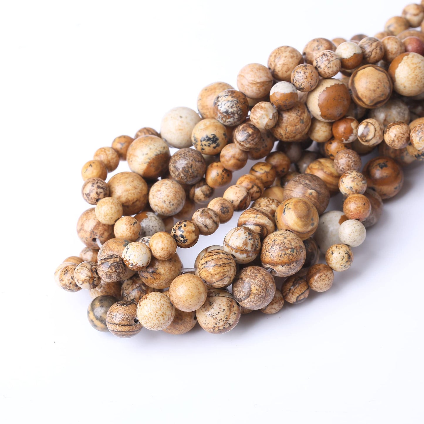 10MM Pictures Jaspers Round Loose Beads Natural Gem Beads Crystal Energy Stone Beads for Jewelry Making DIY Bracelet Necklace