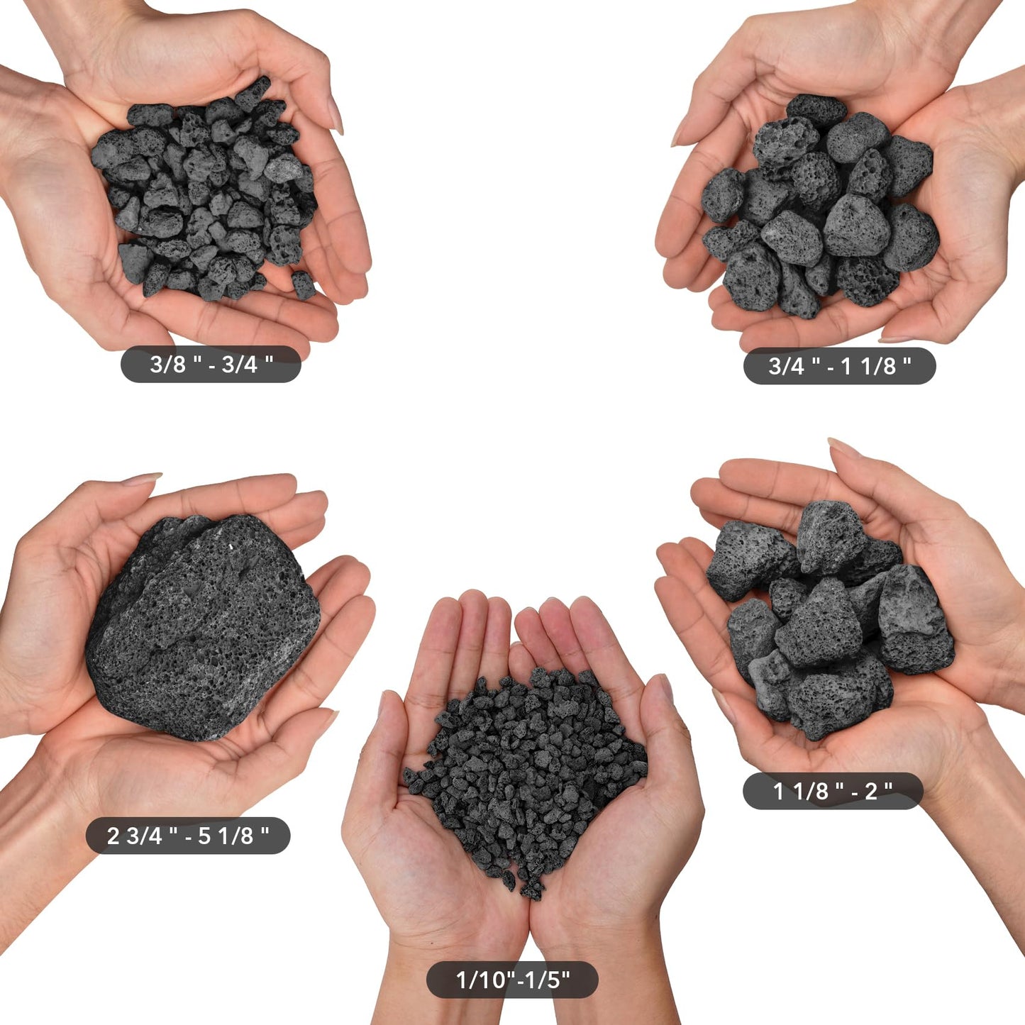 Skyflame 3/8" to 3/4" Natural Stones Lava Rock Granules for Gas Fire Pit | Fireplace | Gas Log Set | Garden Landscaping Decoration | Cultivation of Potted Plants | Indoor Outdoor Use, 5-lb Bag