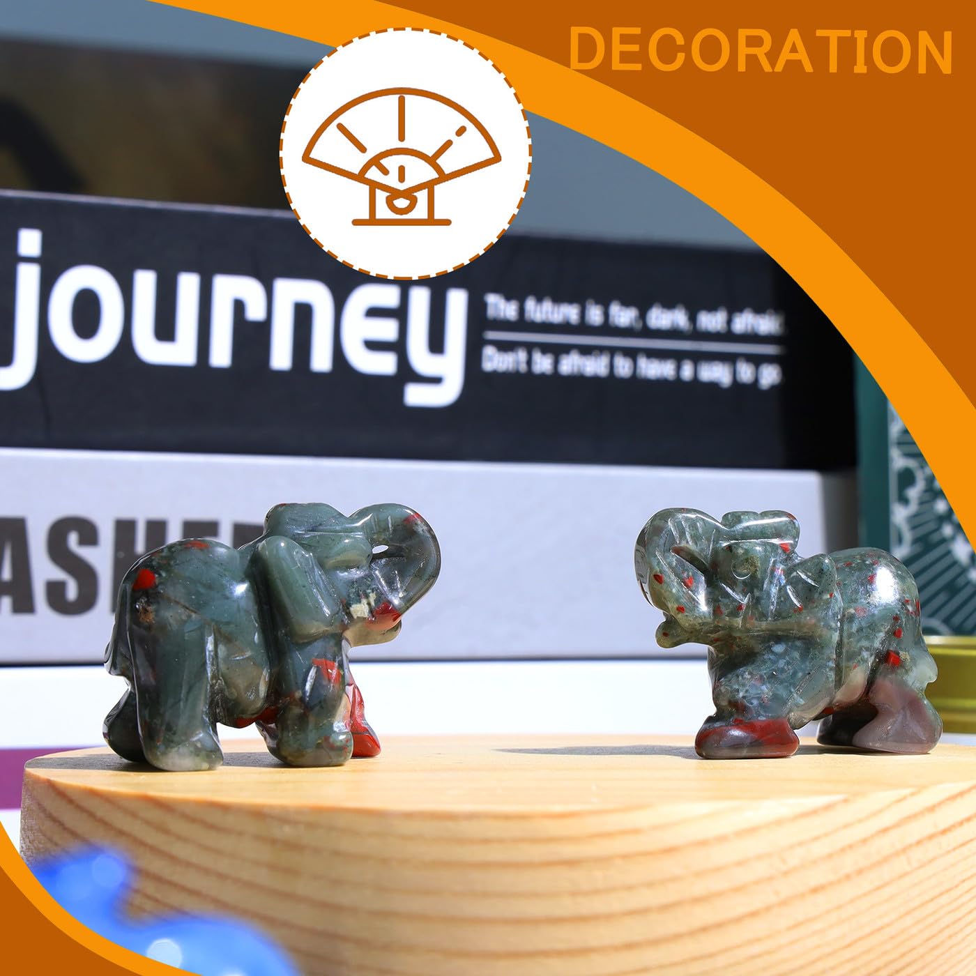QINJIEJIE African Bloodstone Crystals Elephant Decor Cute Desk Polished Stones Figurine Natural Gemstones Luck Decoration Home Room Office Pocket Hippie Decor Spiritual Gift for Women